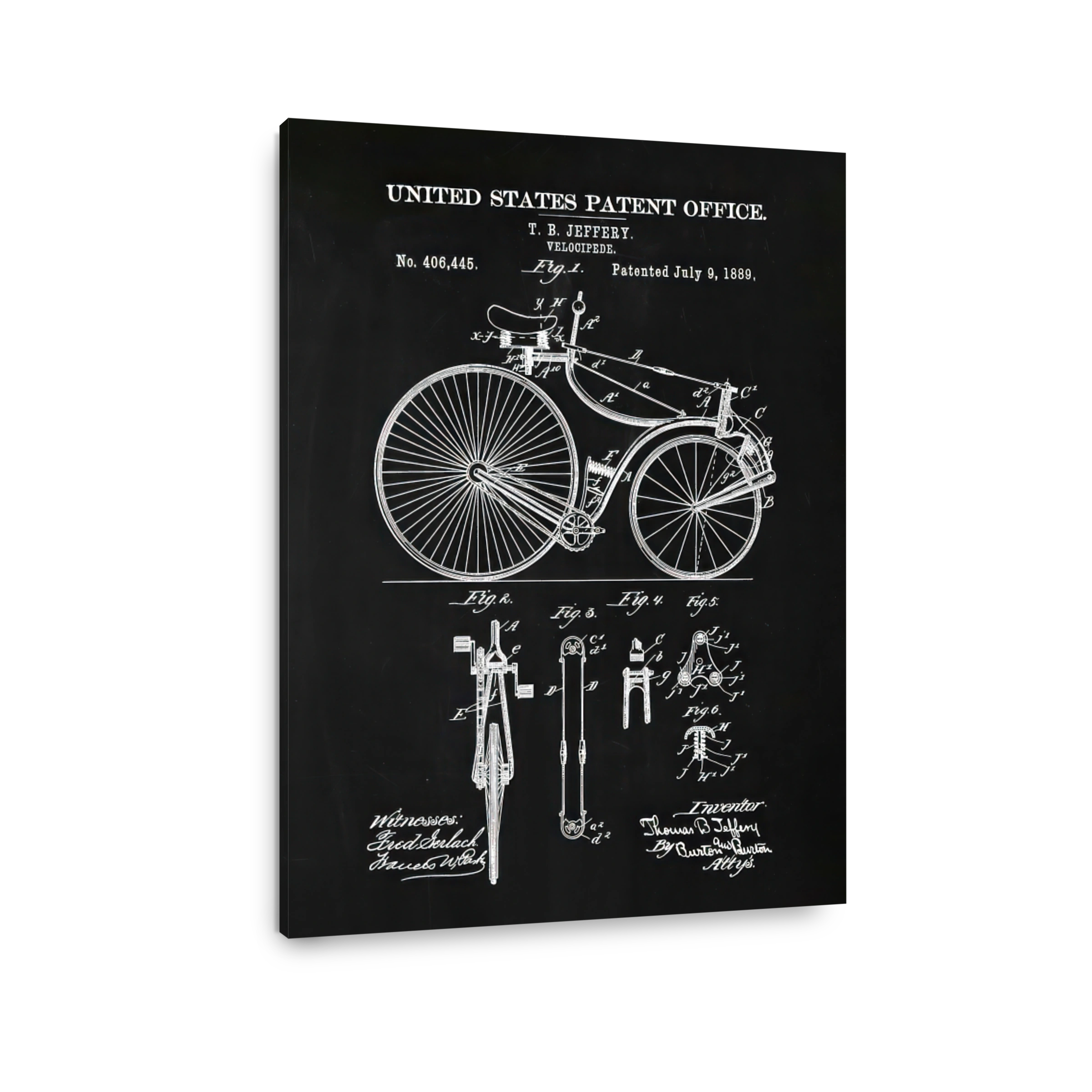 Vintage Velocipede Patent Blueprint