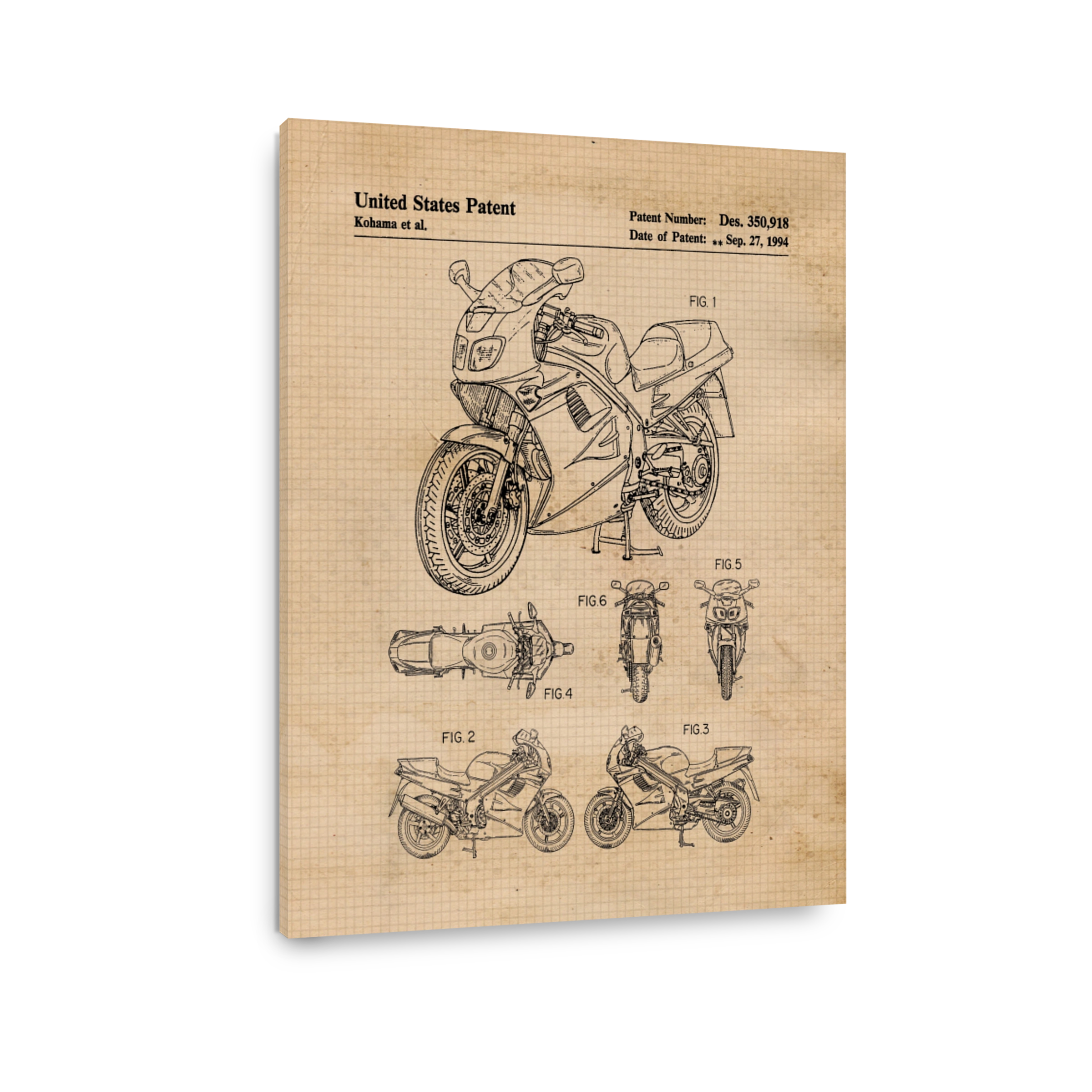 Motorcycle Patent Blueprint Art