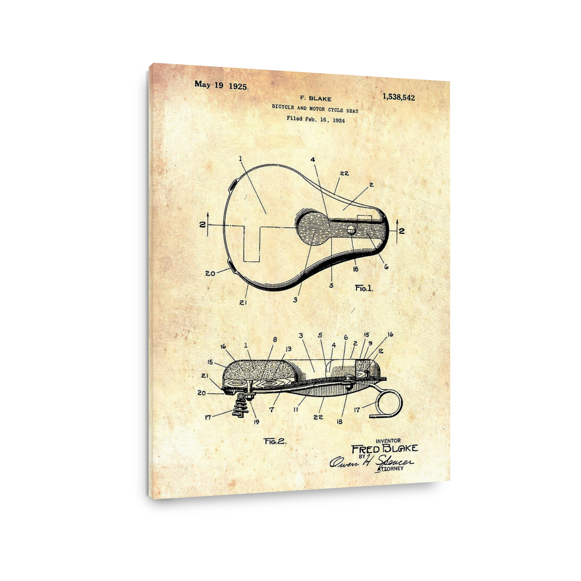 Vintage Bicycle Seat Patent Art