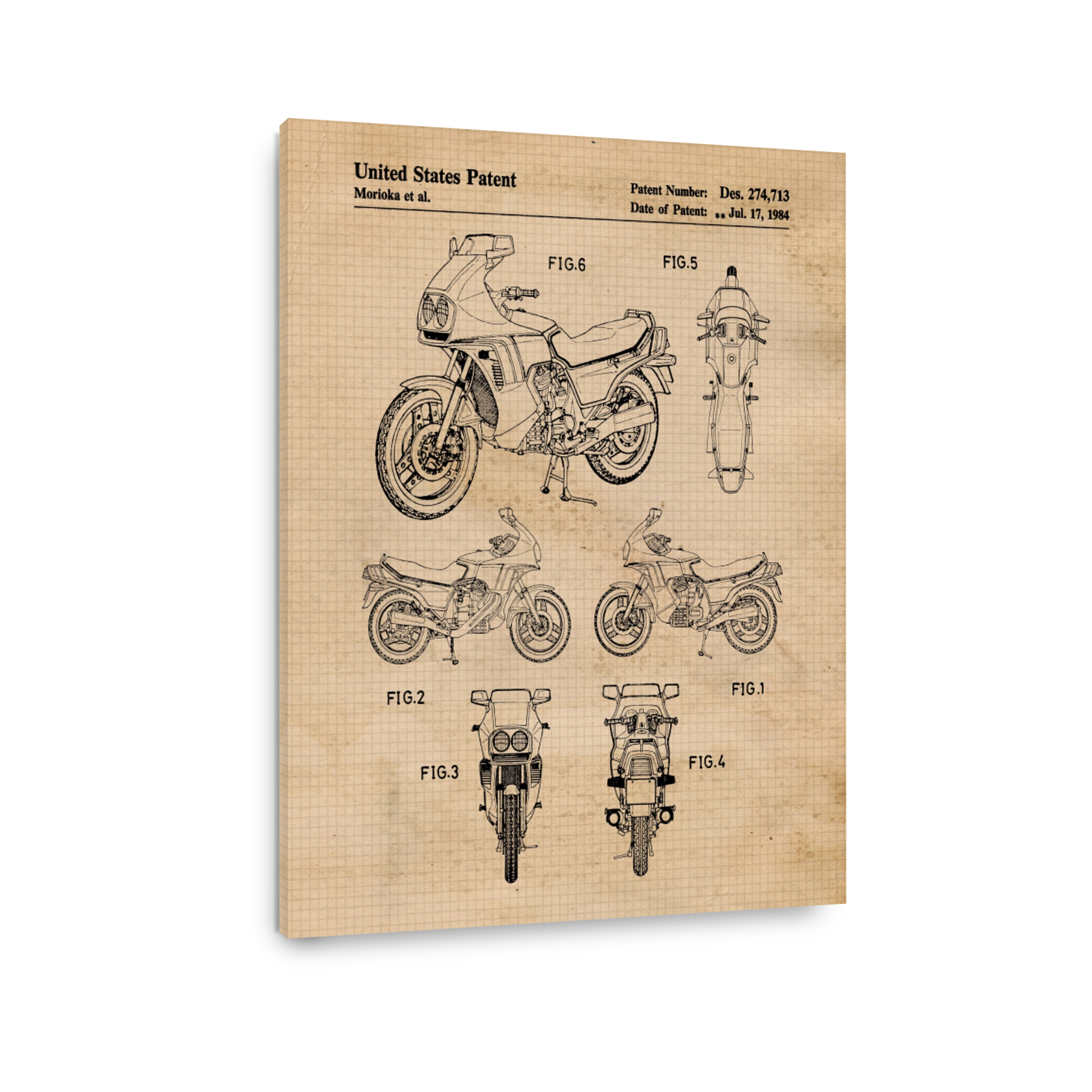 Motorcycle Patent Blueprint Art