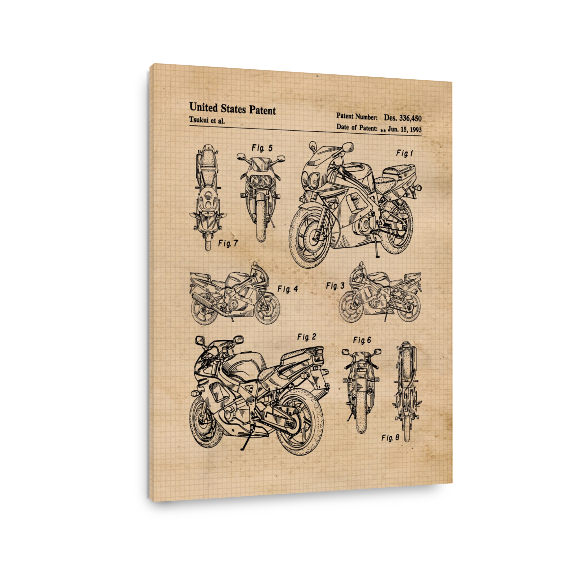 Motorcycle Patent Blueprint Art