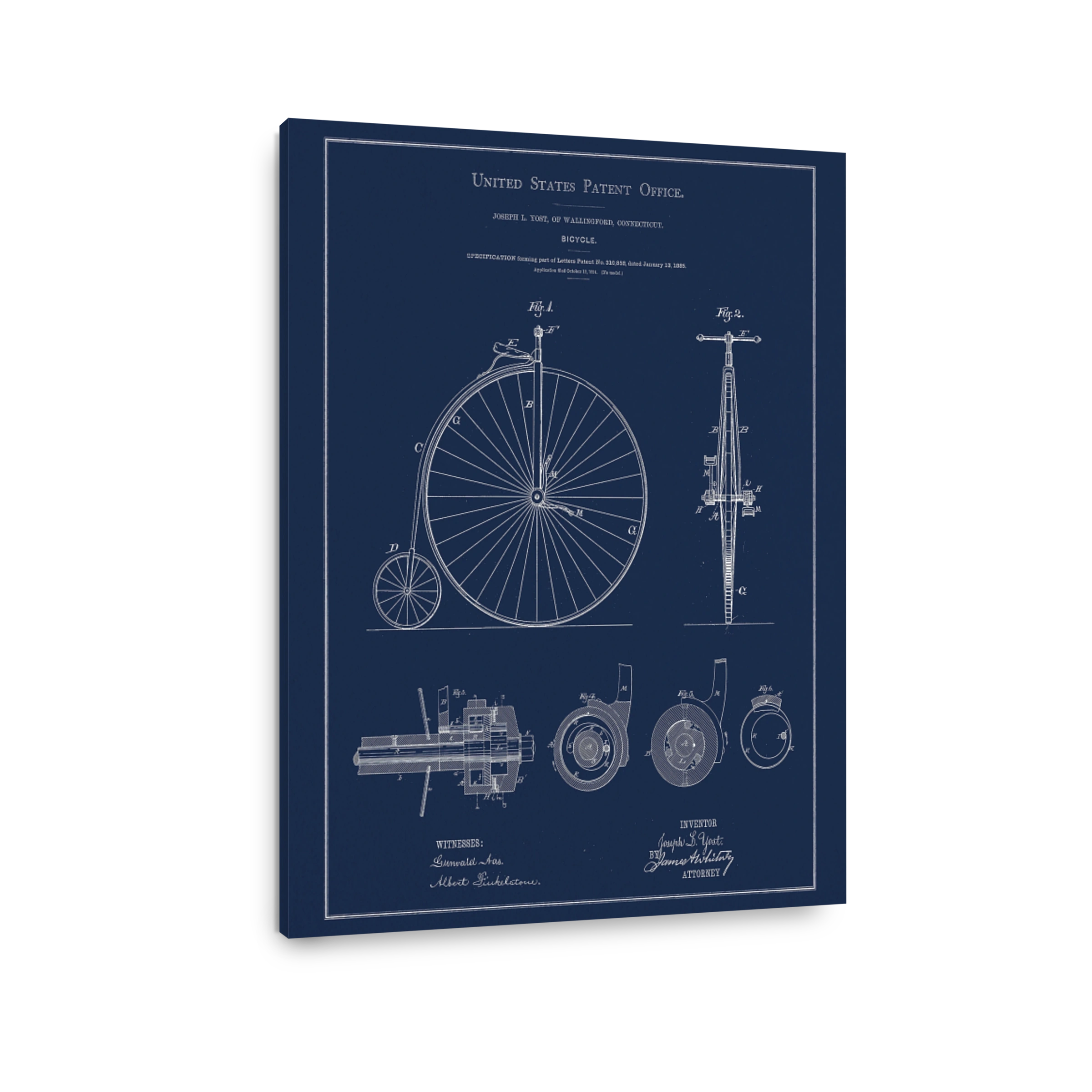 Vintage Bicycle Patent Blueprint