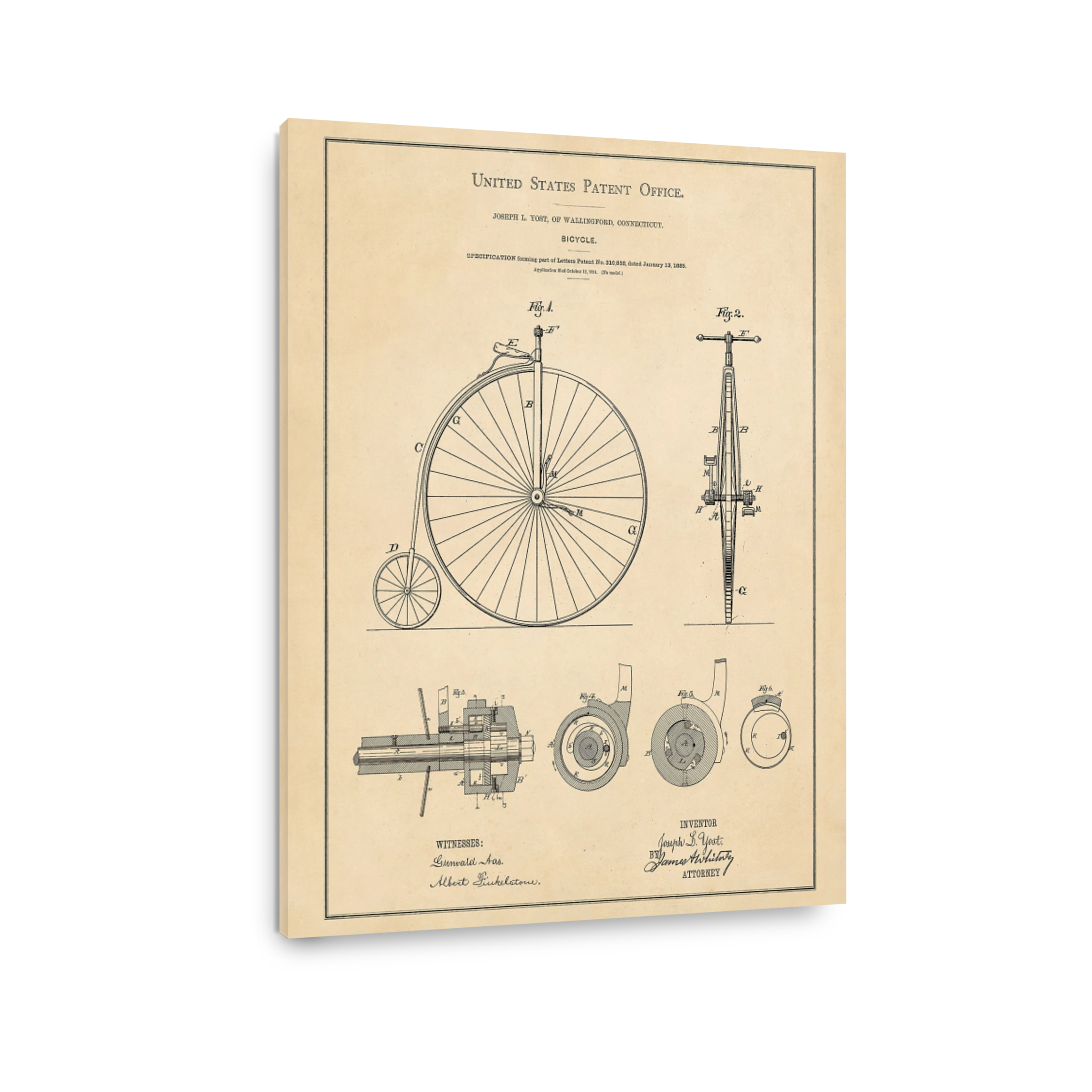 Vintage Bicycle Patent Drawing