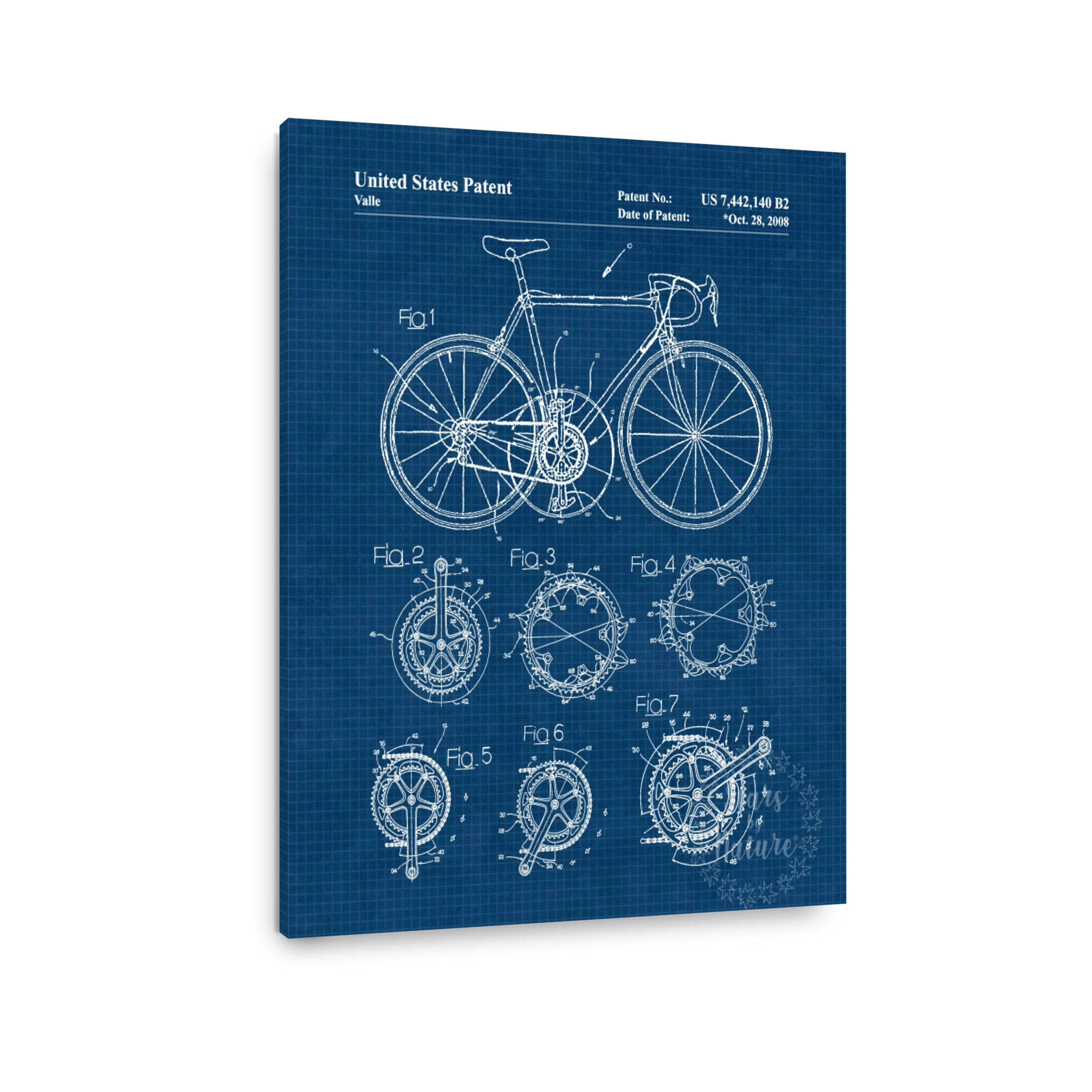 Bicycle Patent Blueprint Art