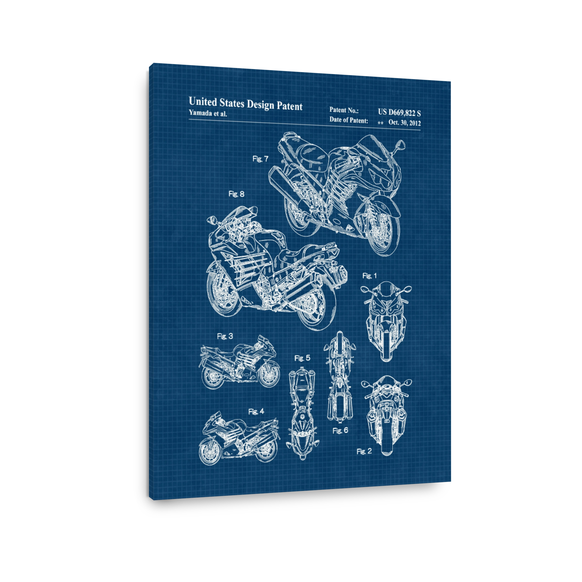 Motorcycle Patent Blueprint Art