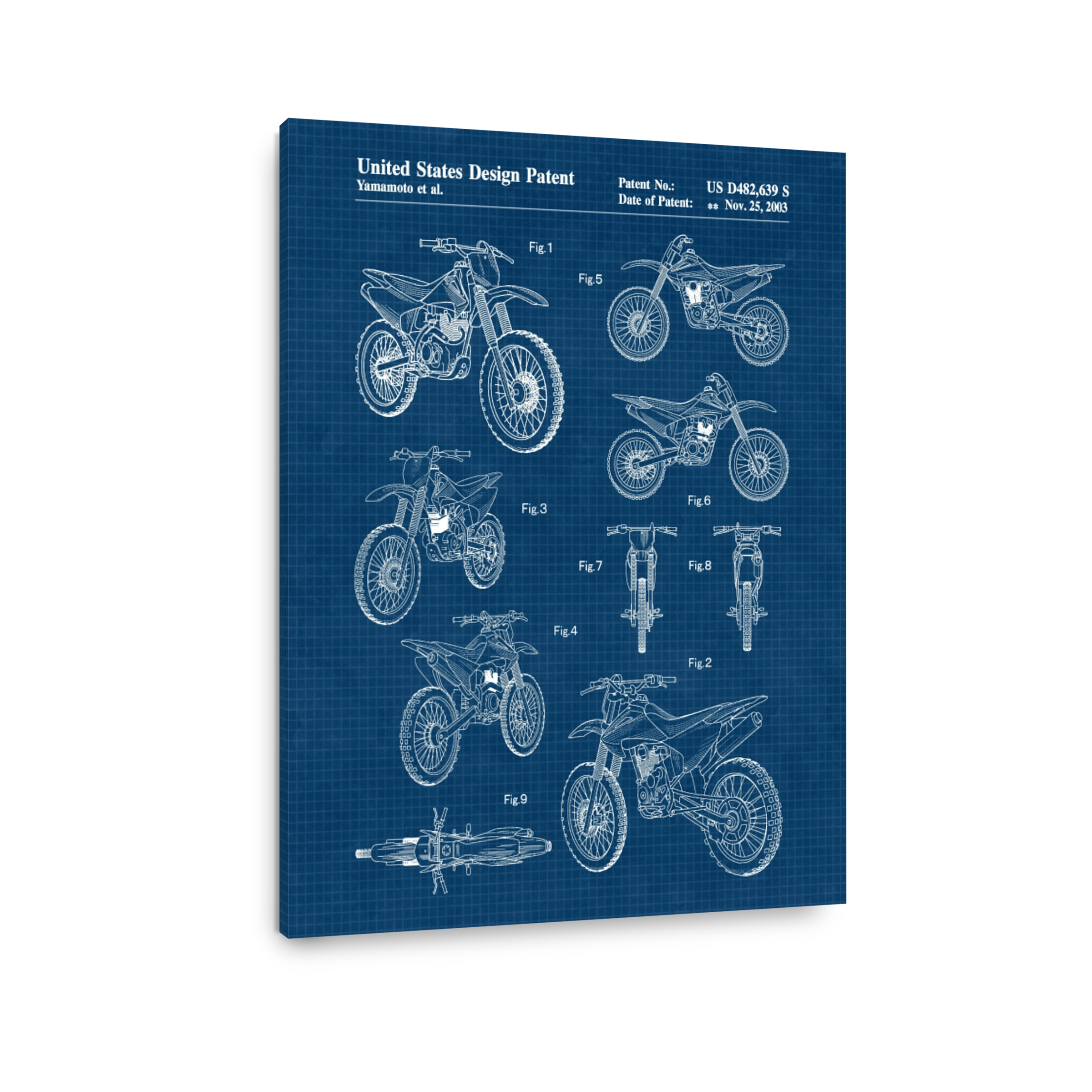 Motorcycle Patent Blueprint Art