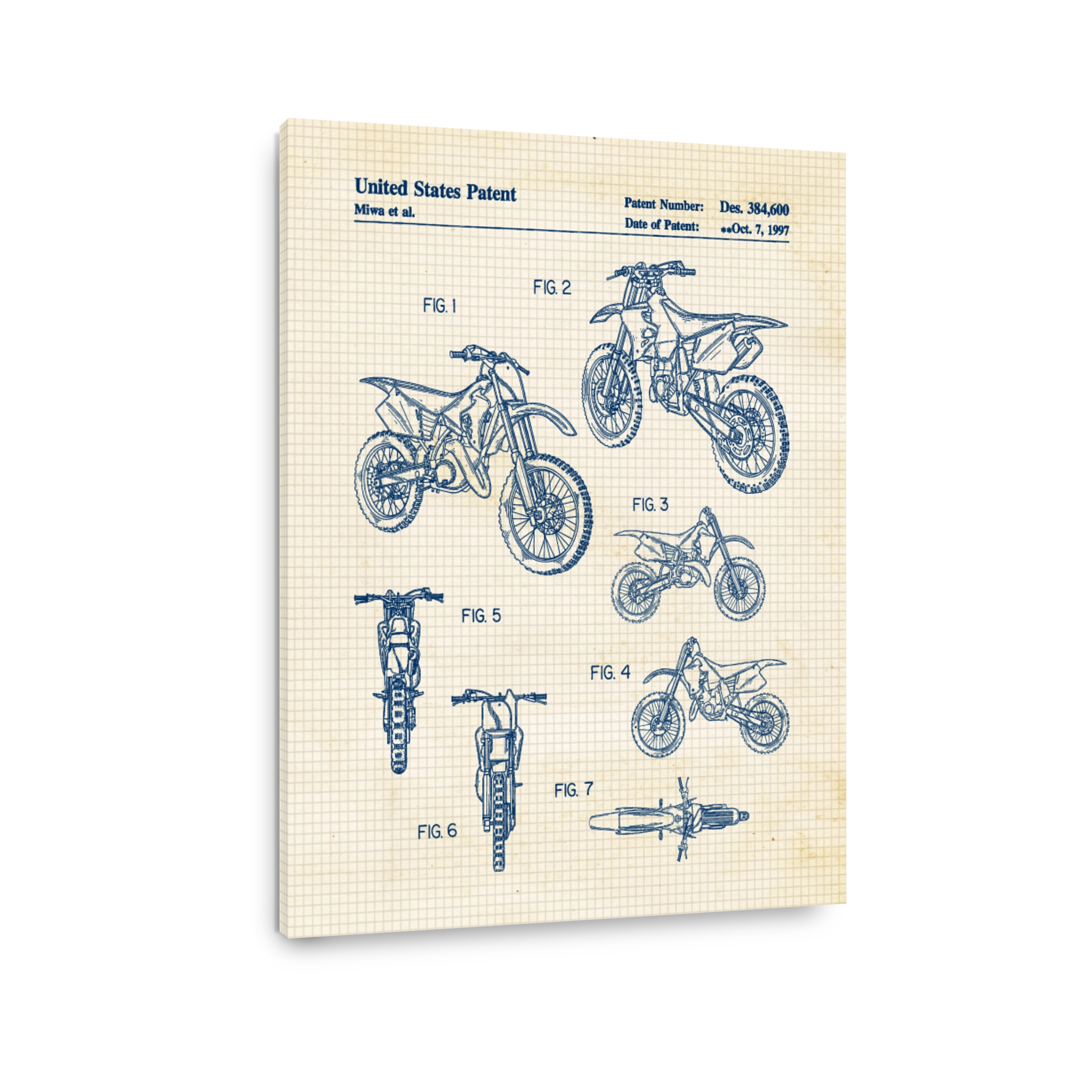 Motorcycle Patent Drawings Blueprint Art