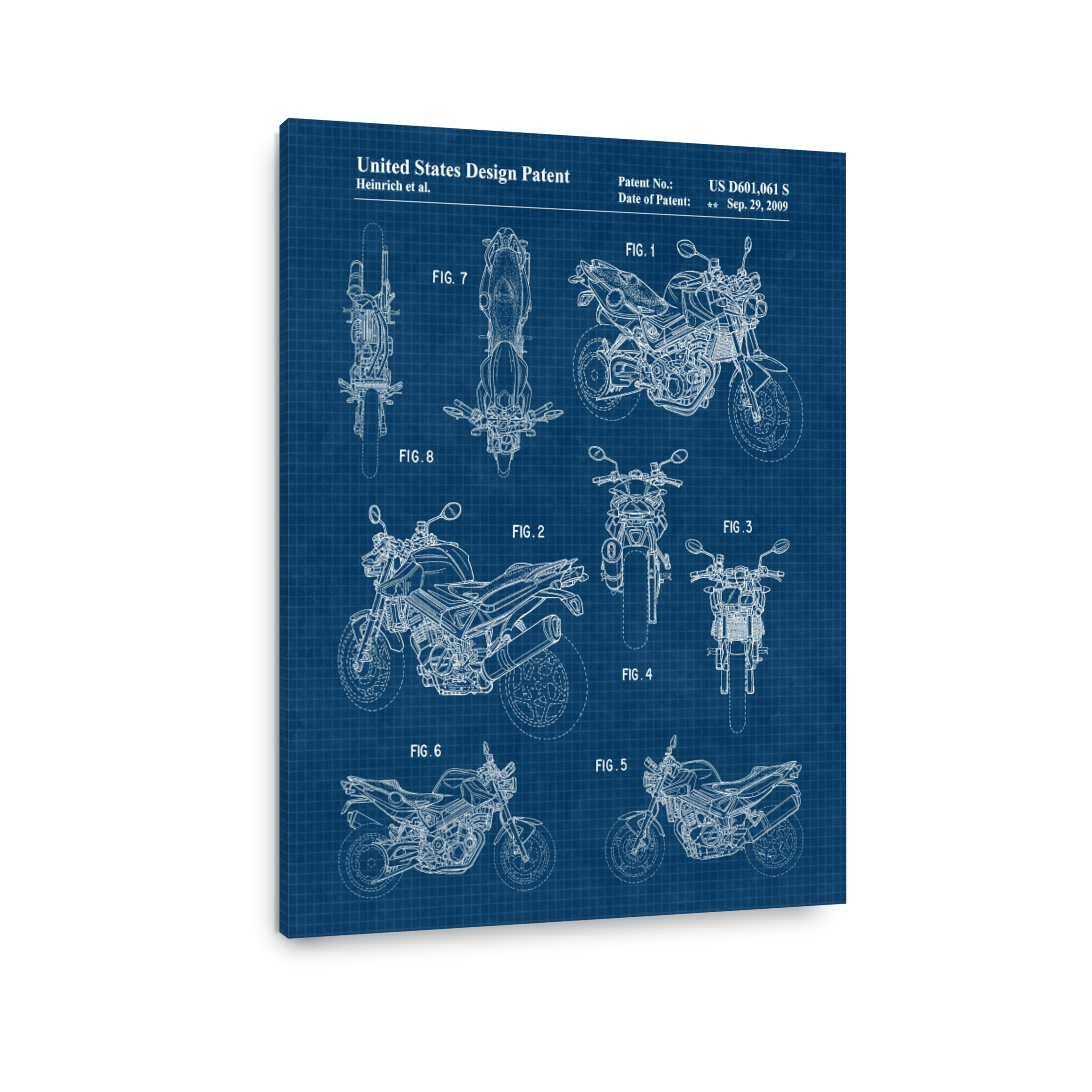 Motorcycle Patent Blueprint Art