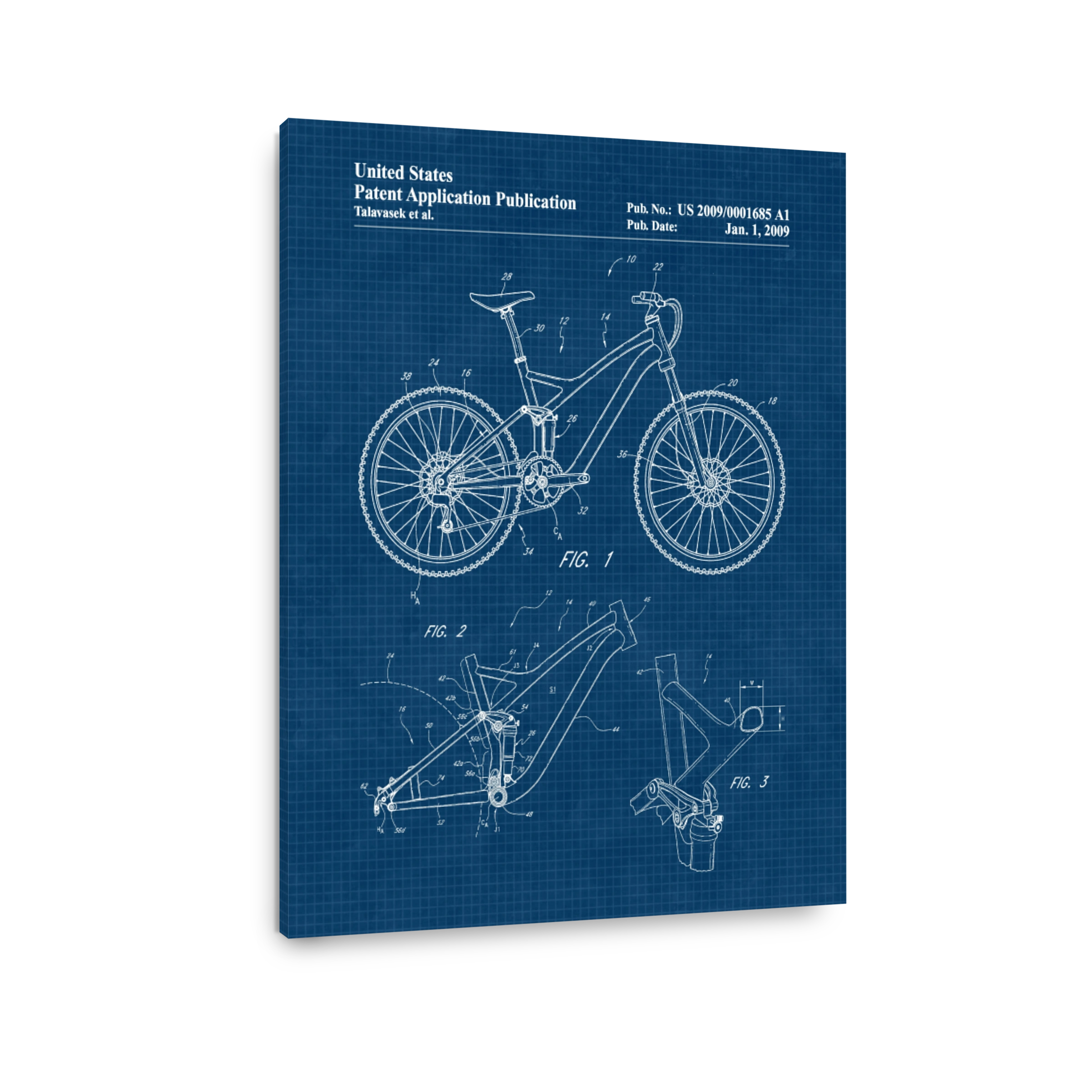 Mountain Bike Patent Blueprint Art