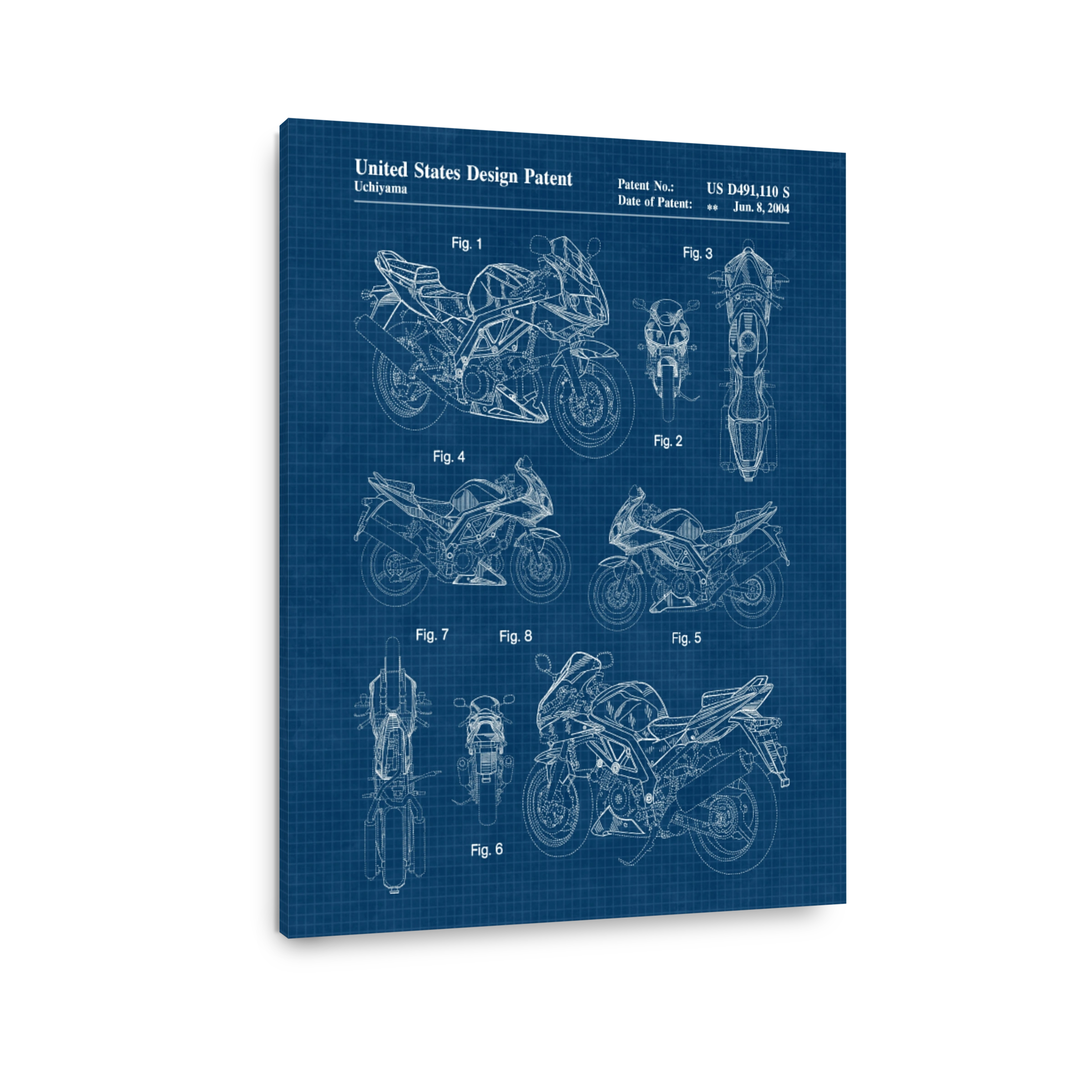 Motorcycle Blueprint Patent Art