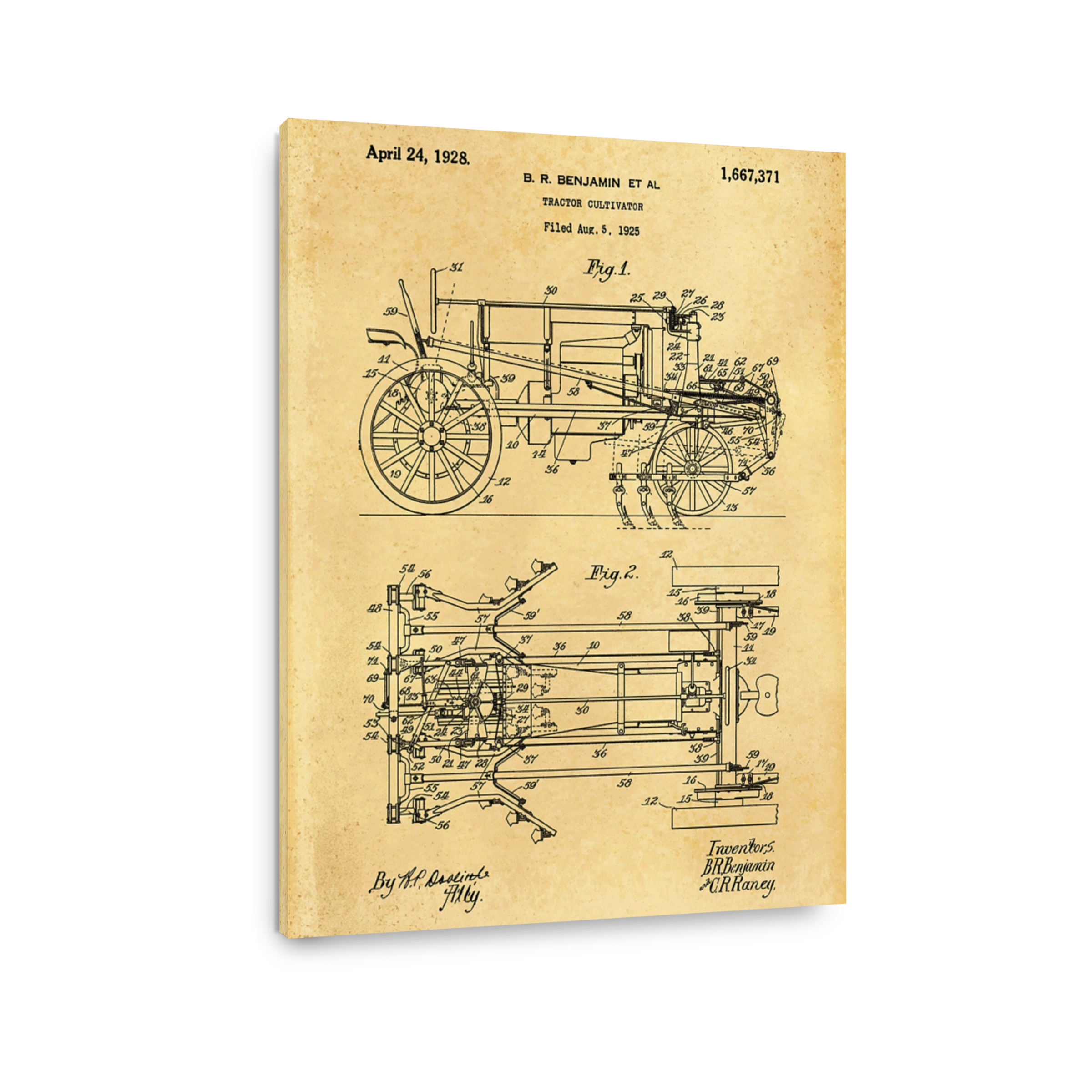 Vintage Tractor Cultivator Patent Art