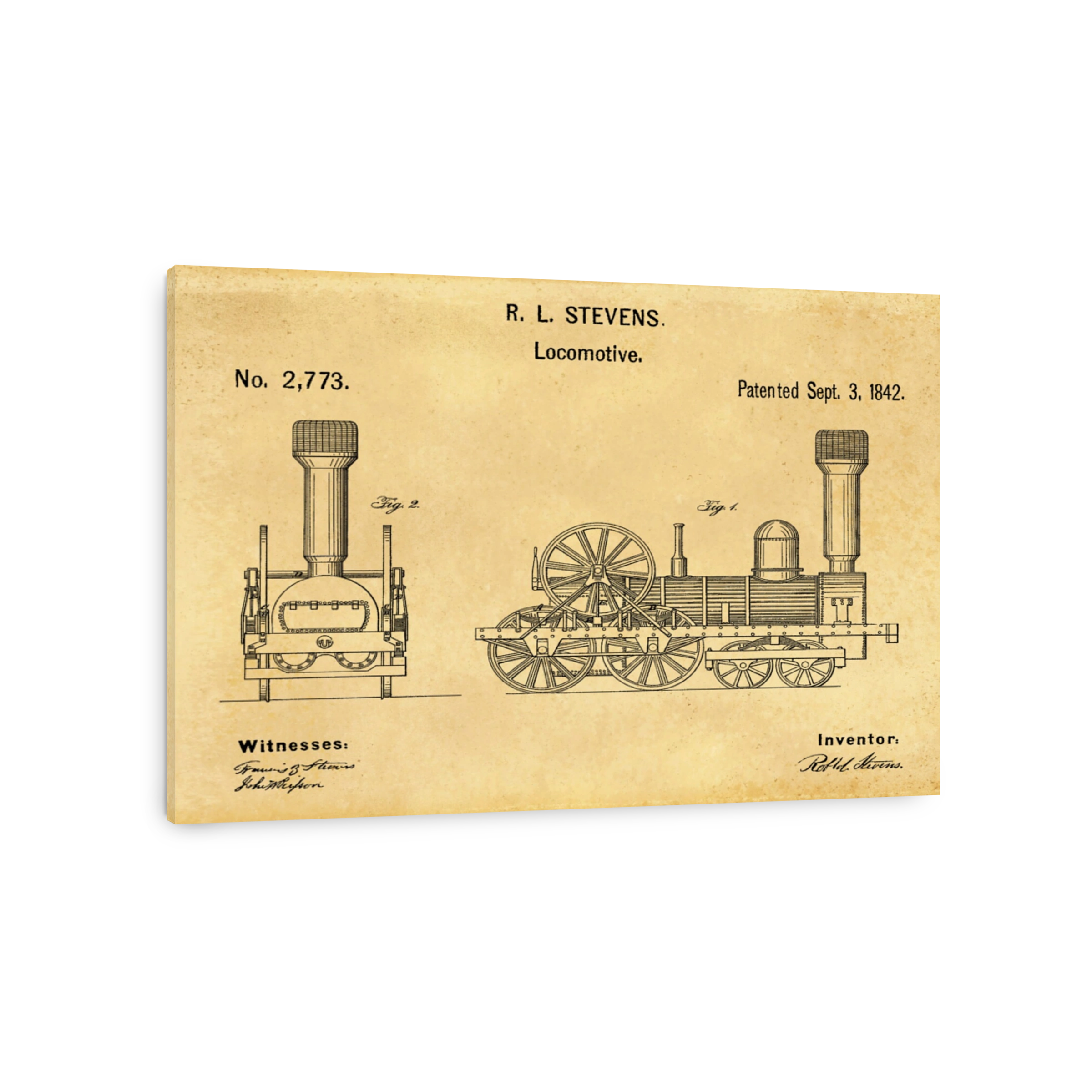 Vintage Locomotive Patent Blueprint Art