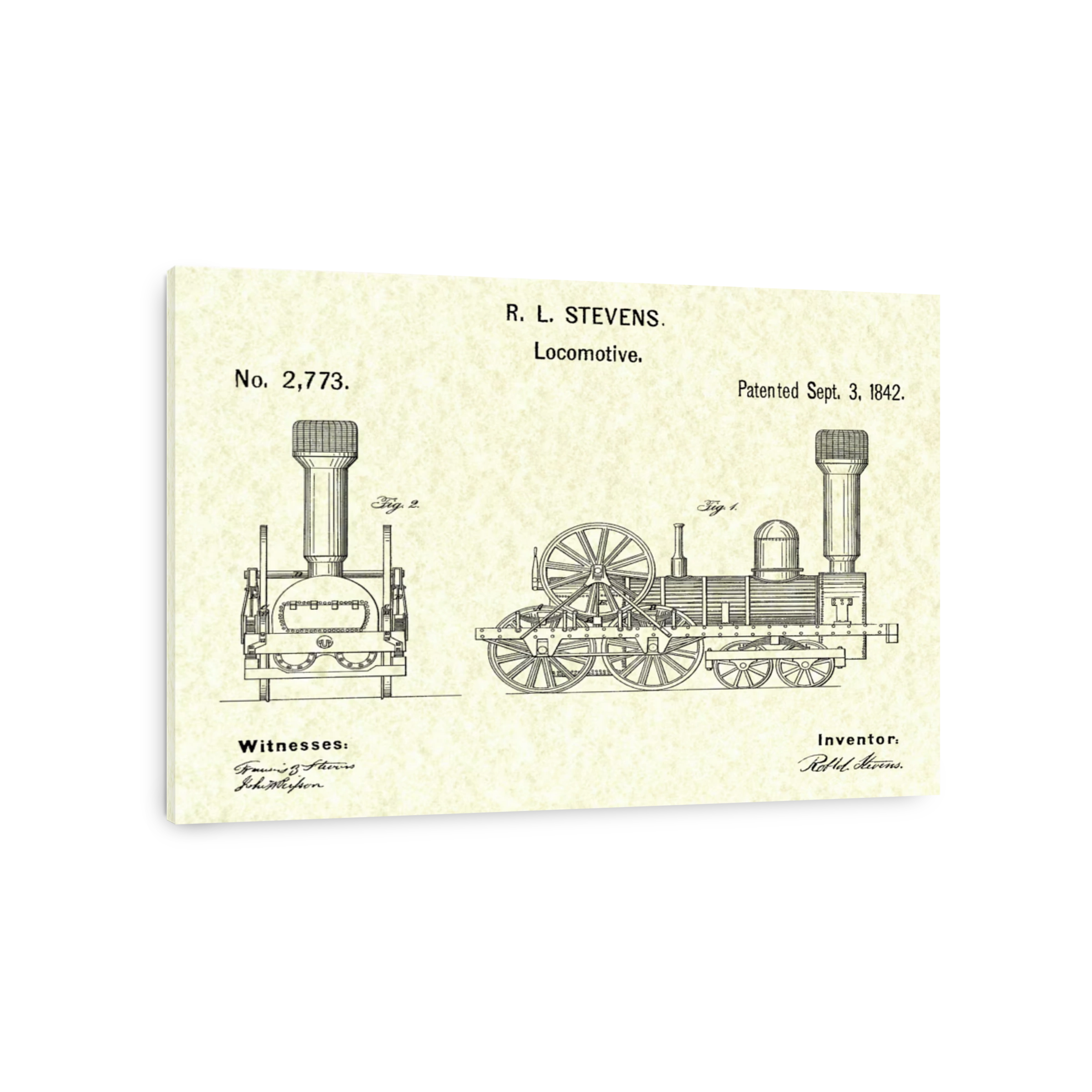 R. L. Stevens Locomotive Patent Blueprint