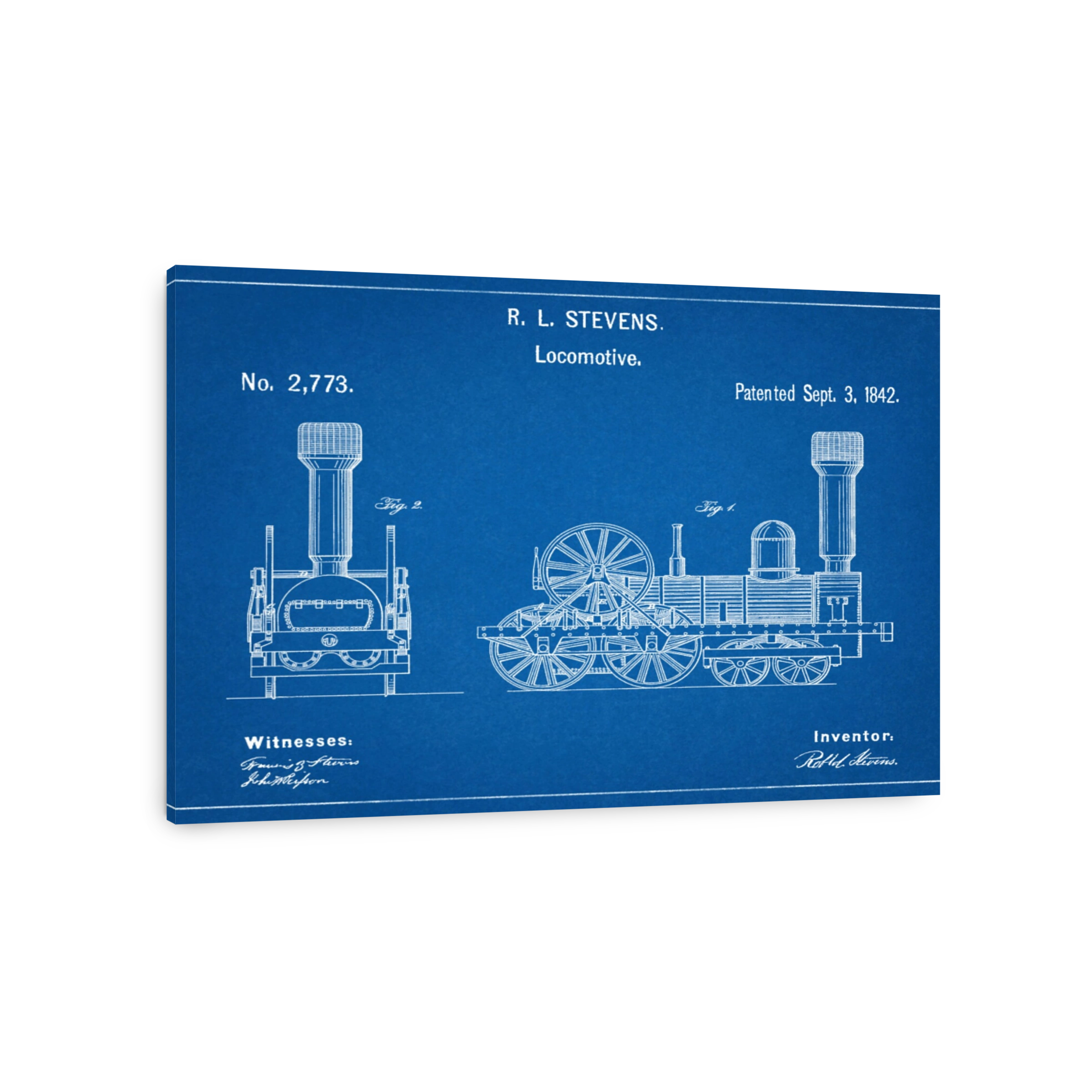 Vintage Locomotive Blueprint Art