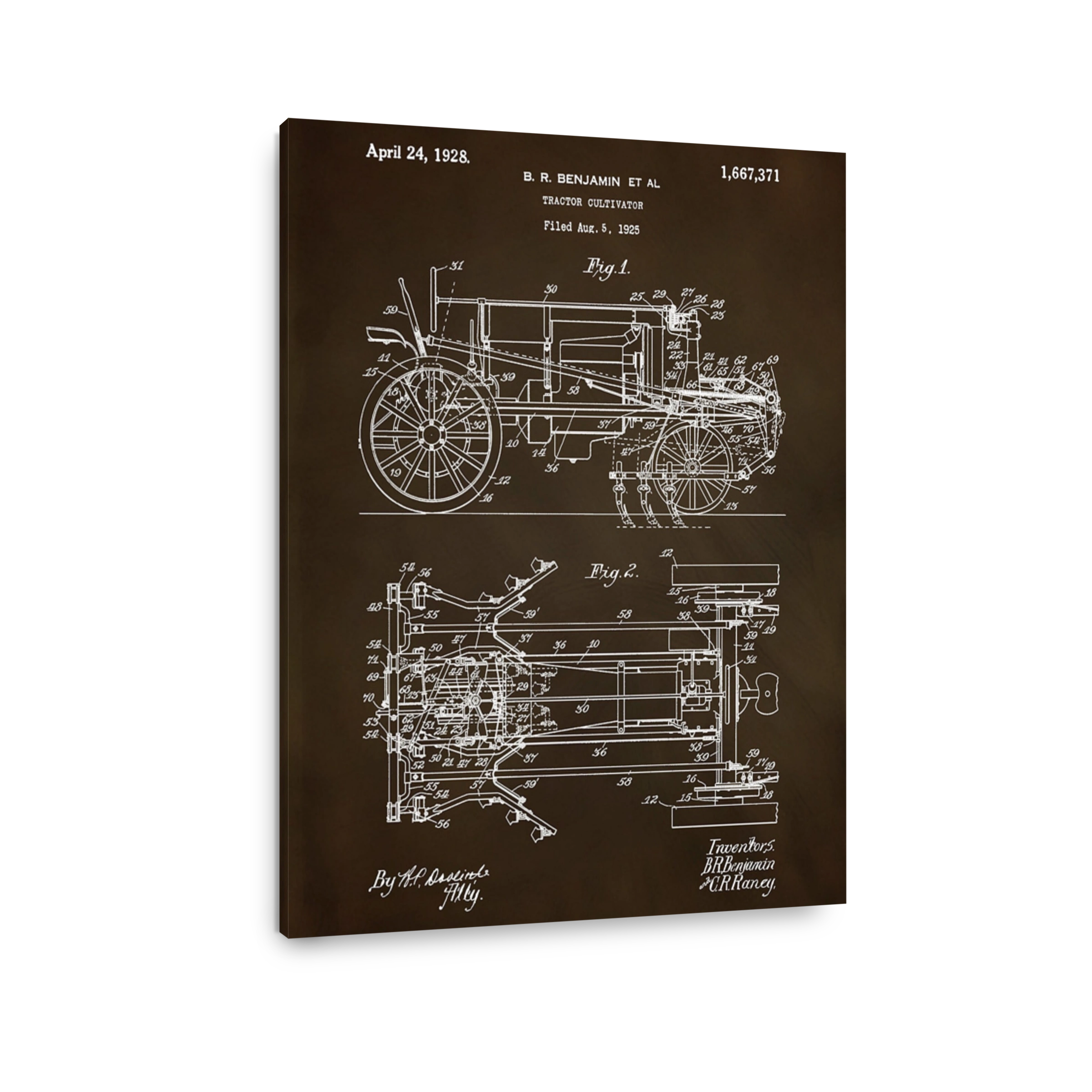 Vintage Tractor Cultivator Blueprint