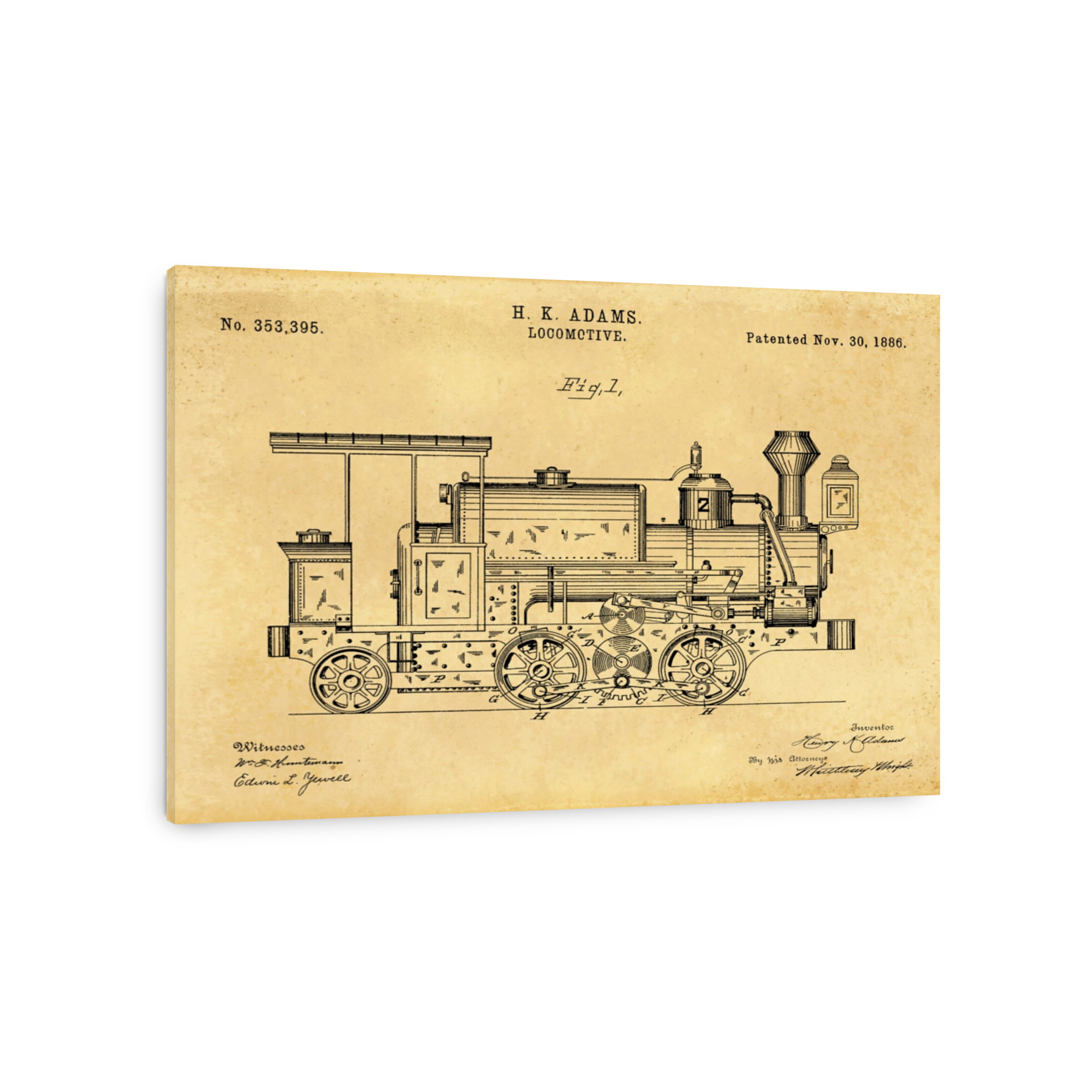 Vintage Locomotive Patent Blueprint