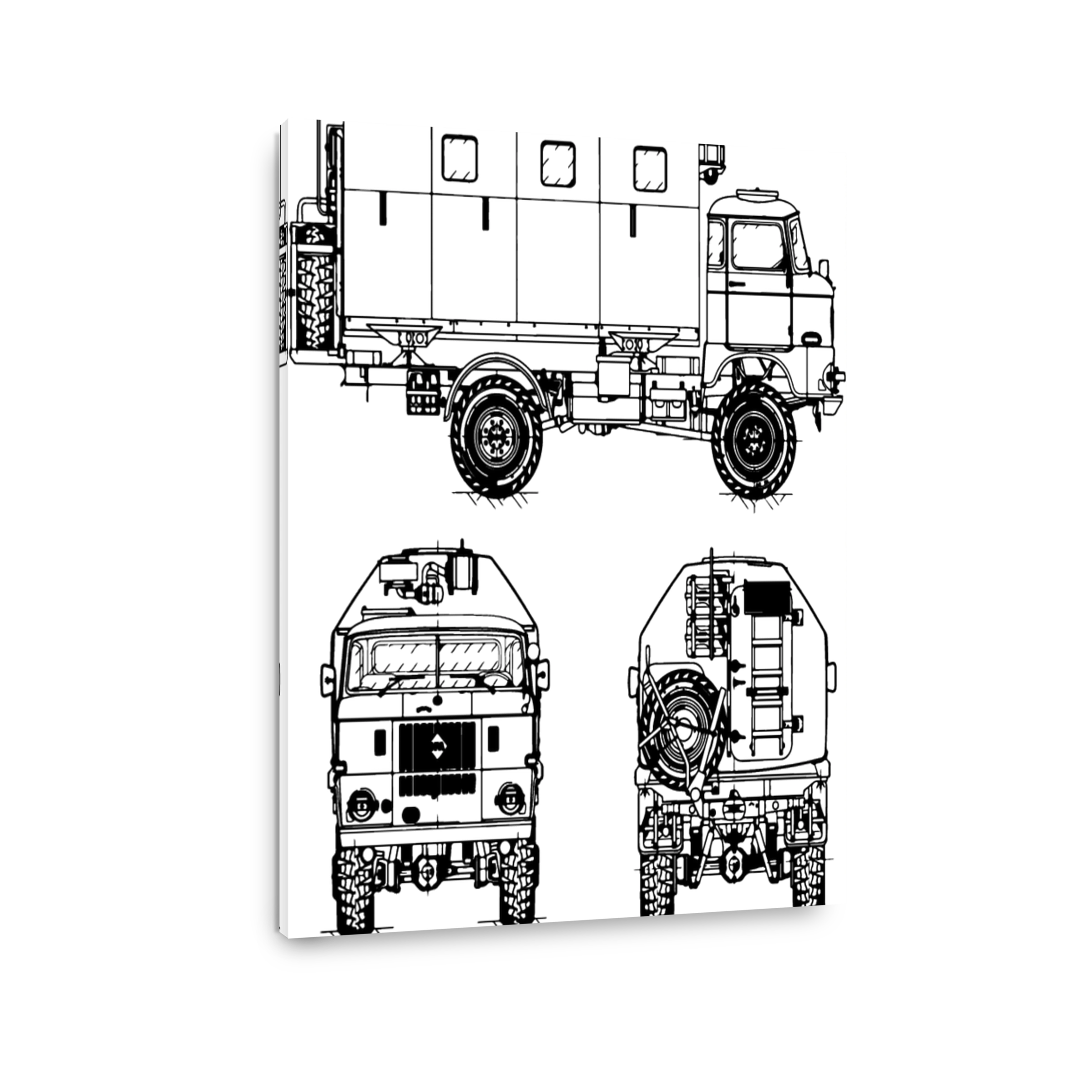 Technical Truck Blueprint Art