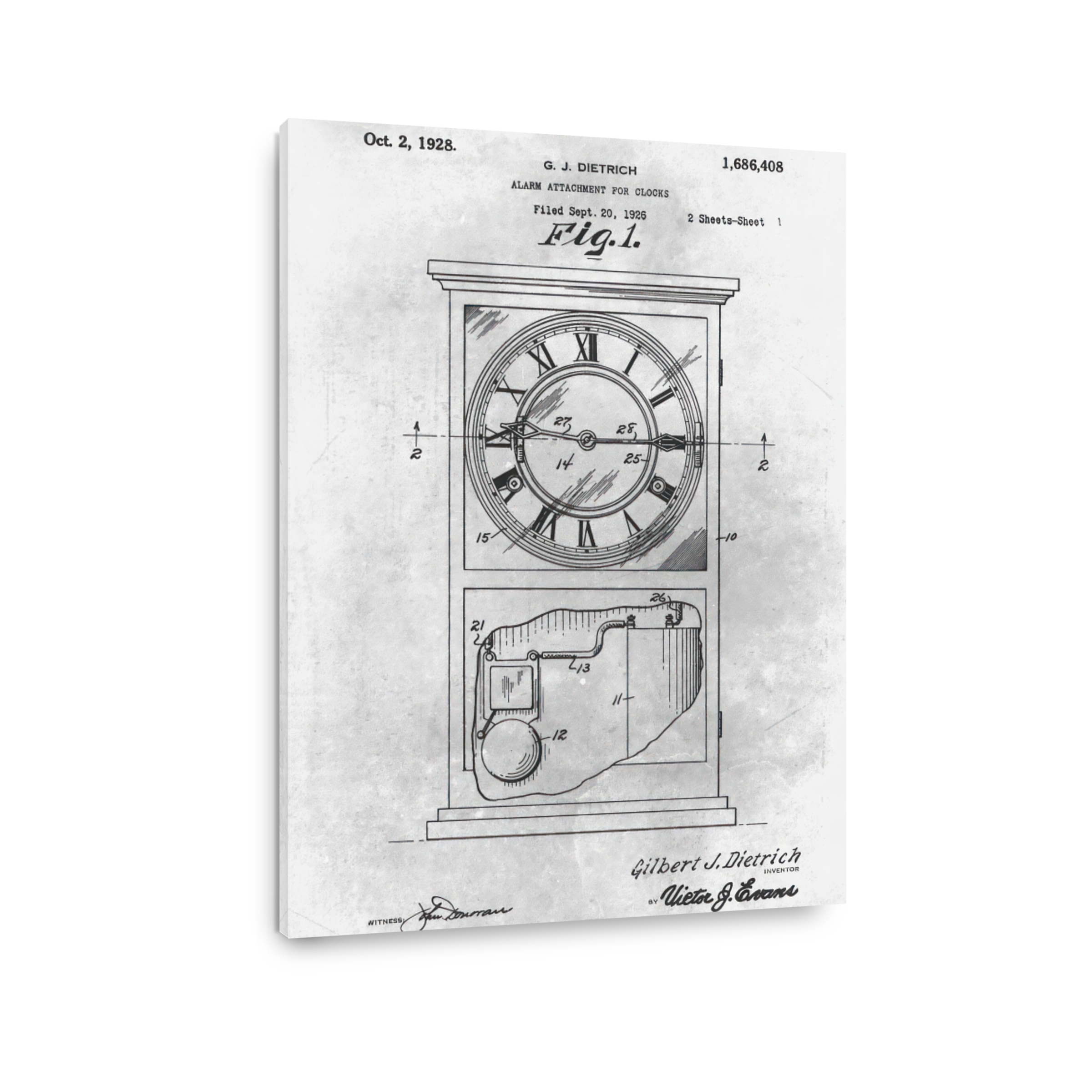 Vintage Clock Alarm Attachment Blueprint