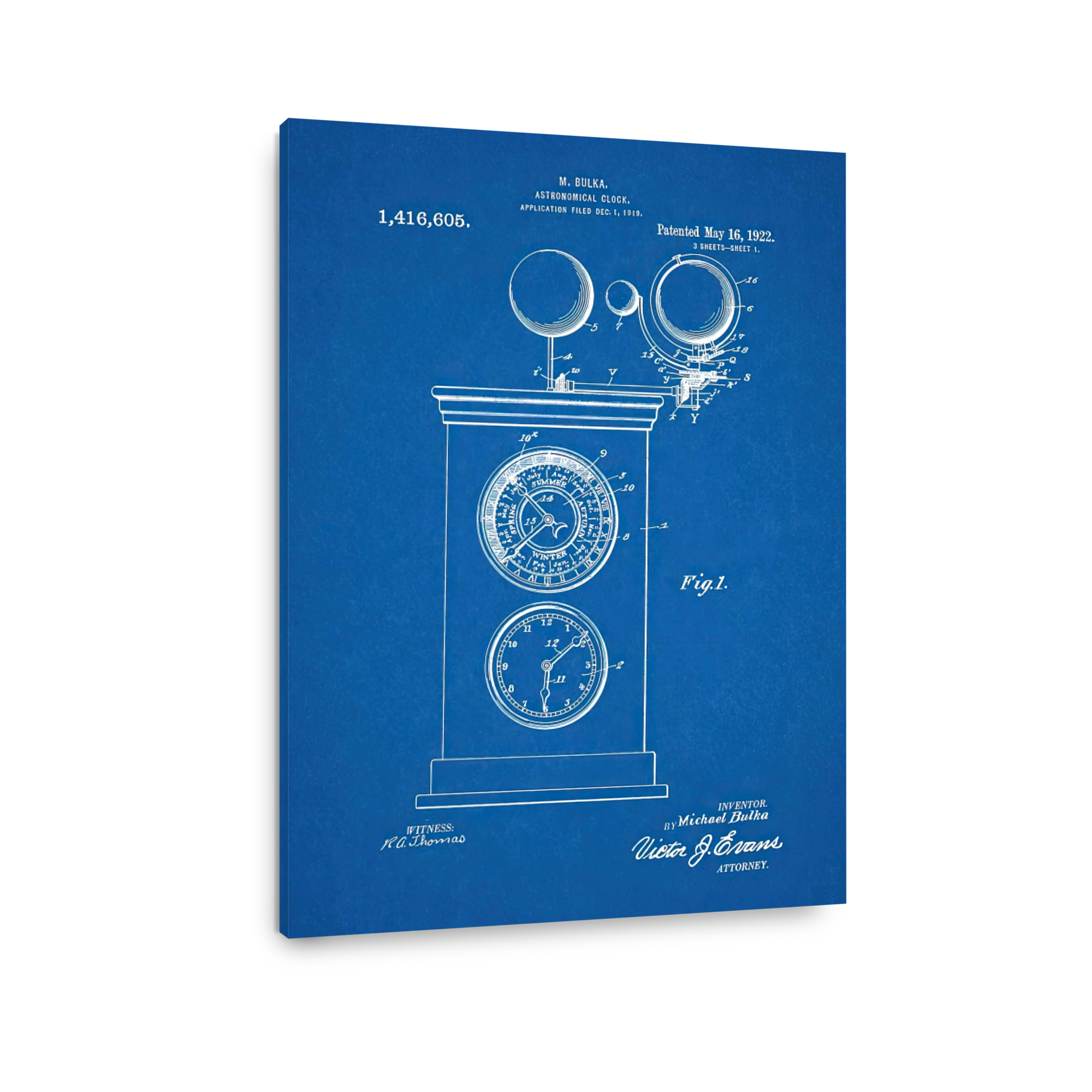 Astronomical Clock Patent Blueprint