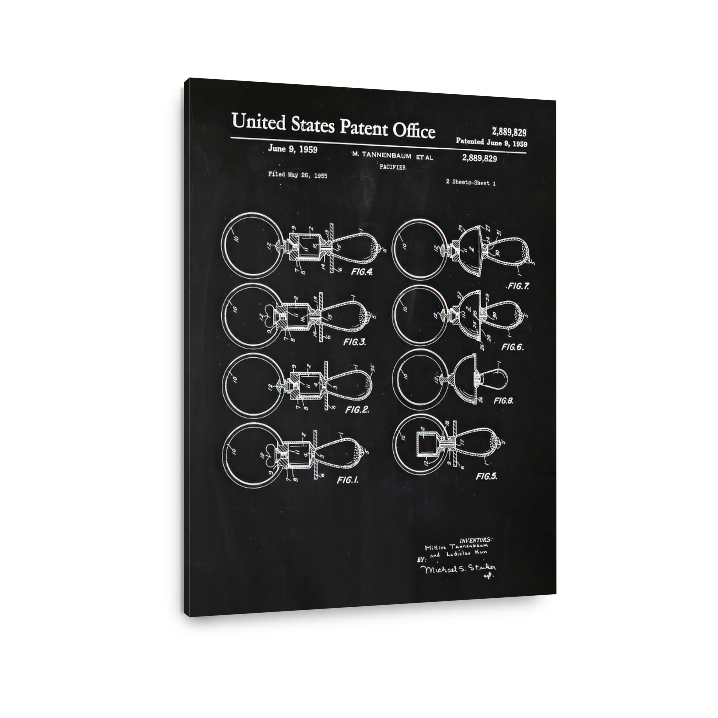 Pacifier Patent Blueprint Art