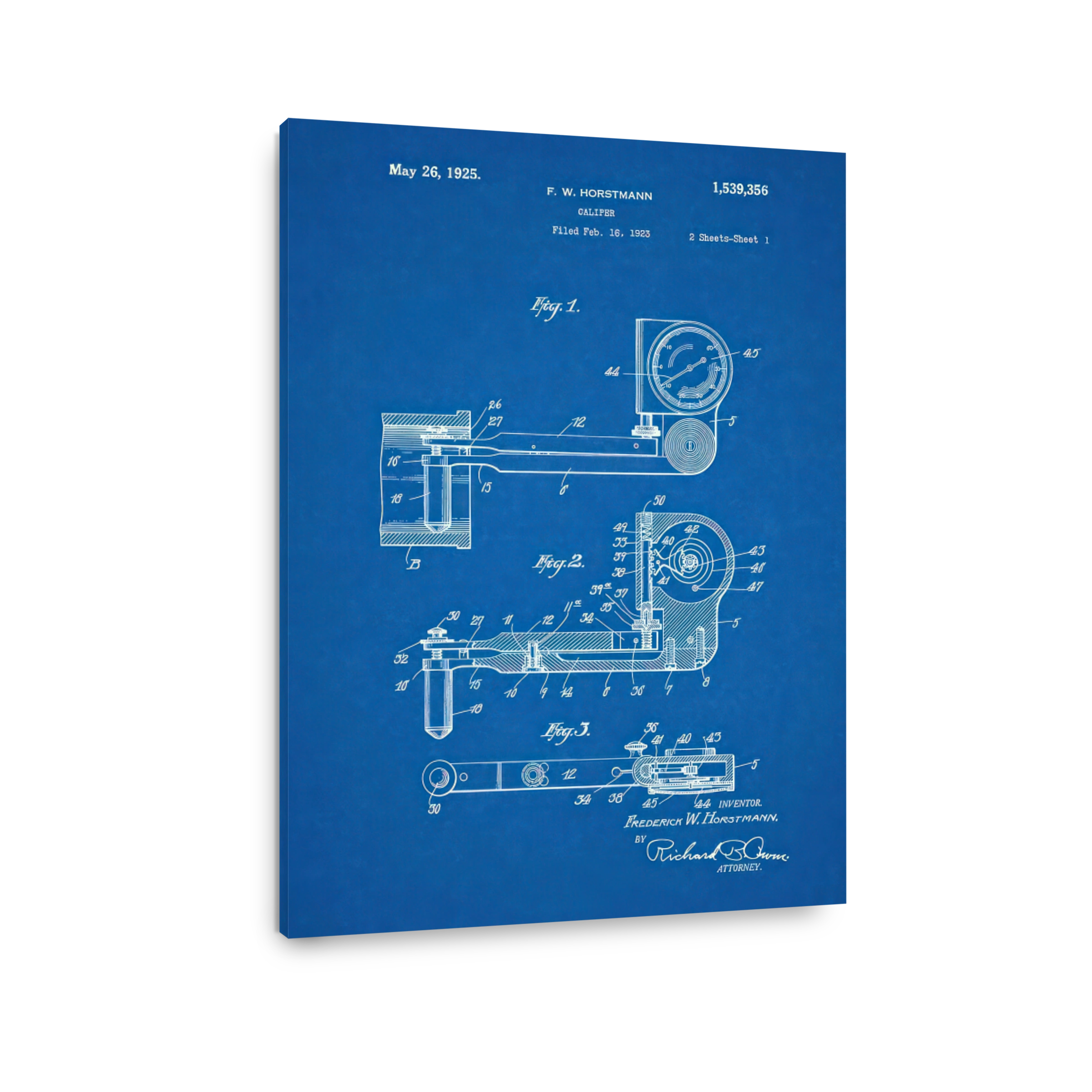 Vintage Caliper Patent Blueprint Art