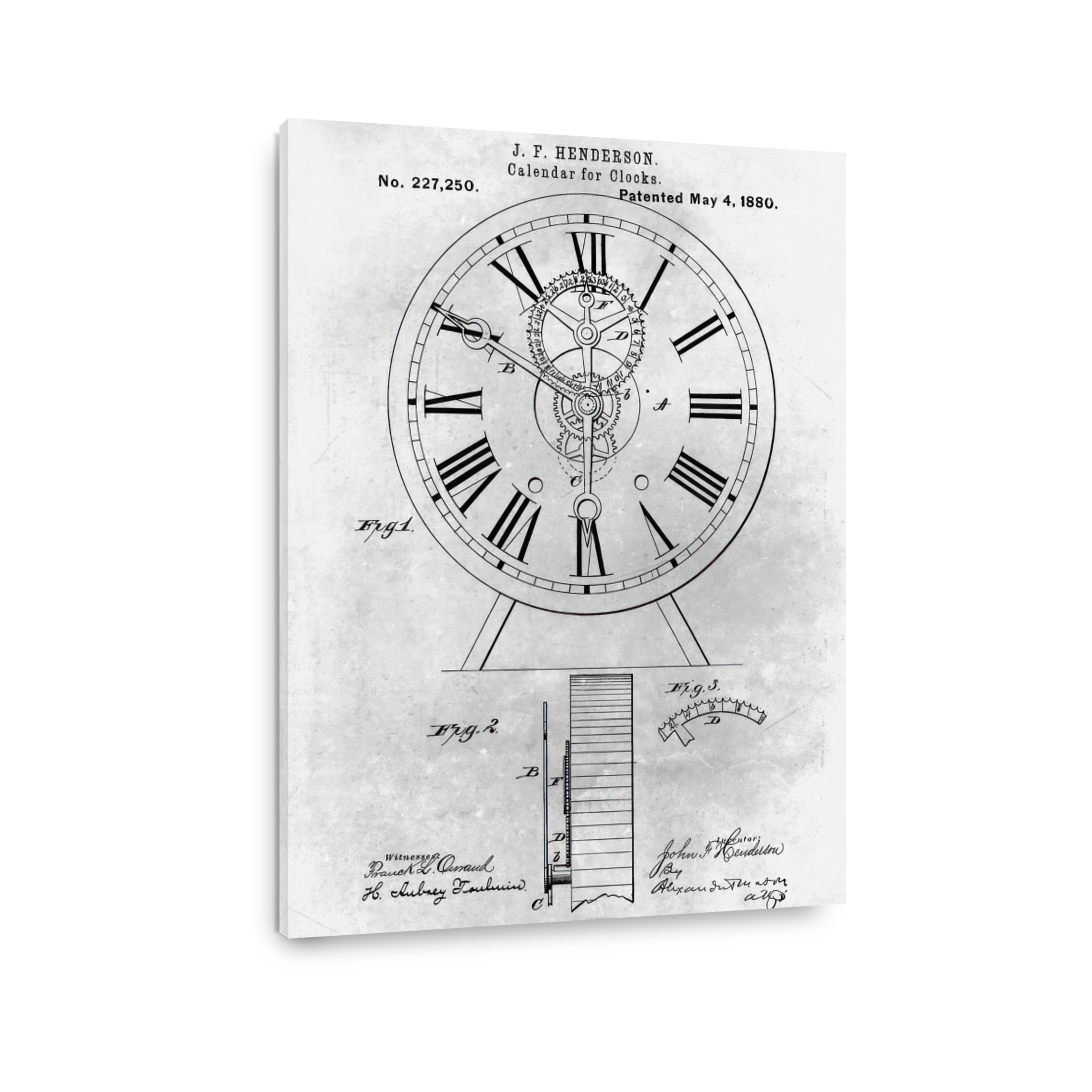 J.F. Henderson Calendar Clock Blueprint