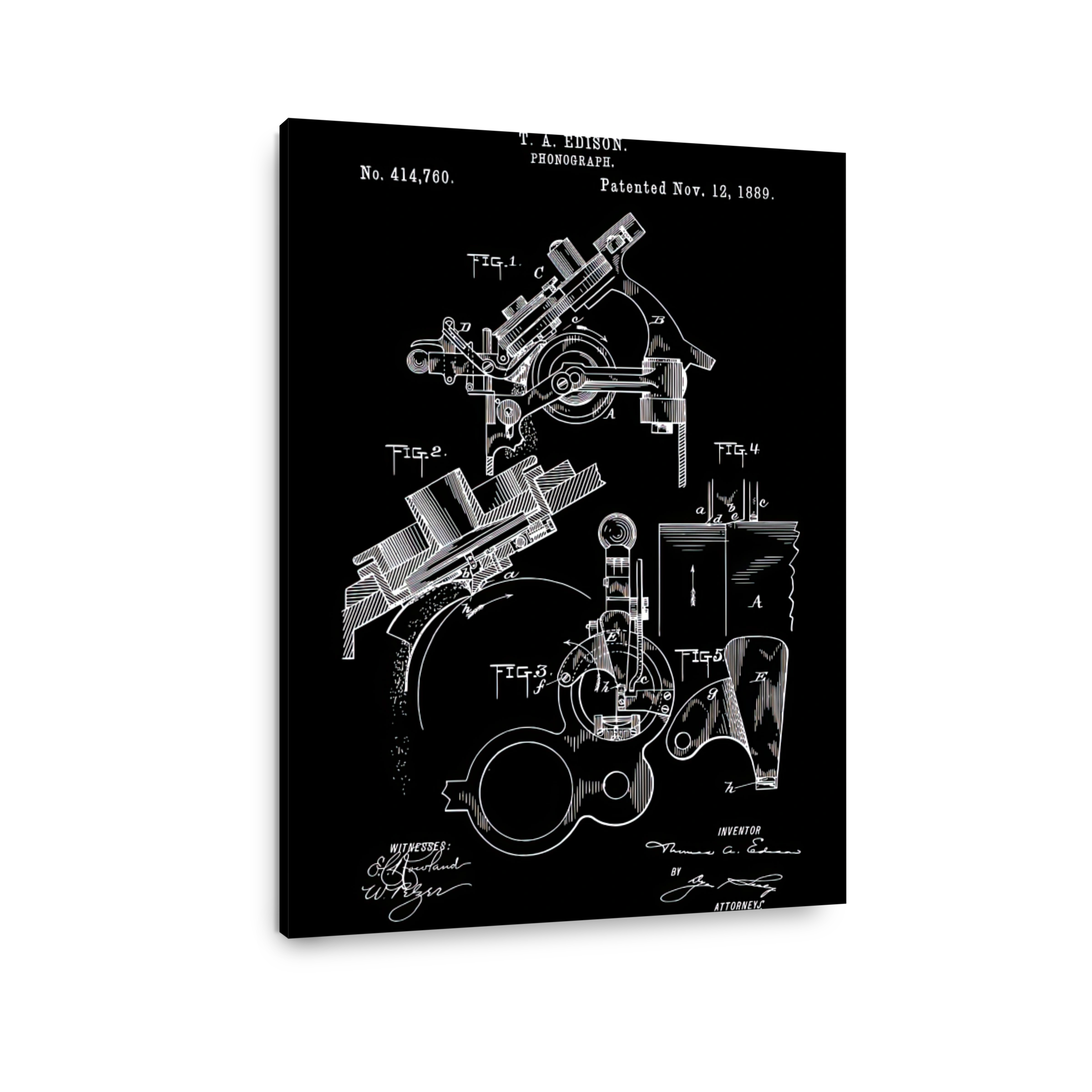 T. A. Edison Phonograph Patent Blueprint
