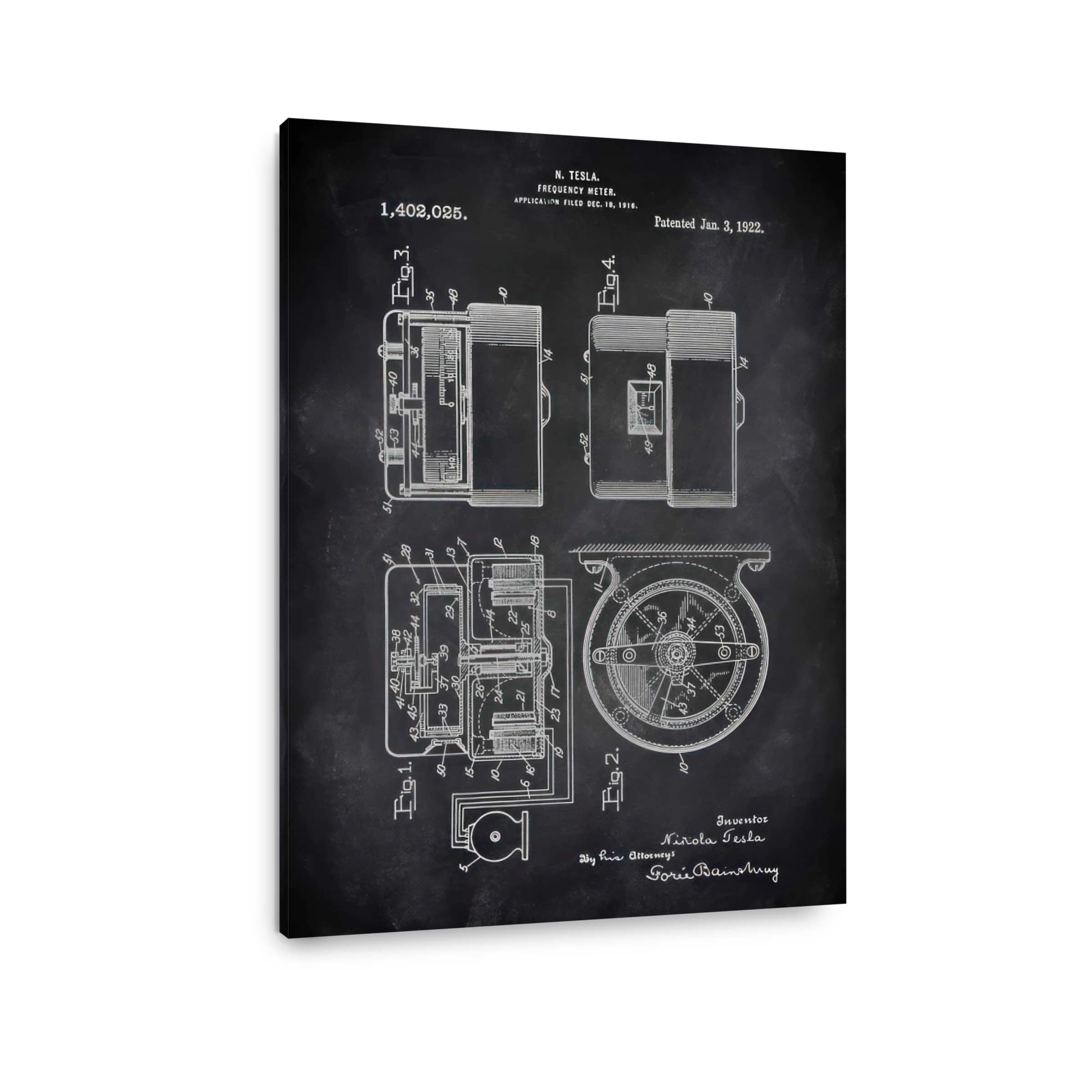 N. Tesla Frequency Meter Blueprint