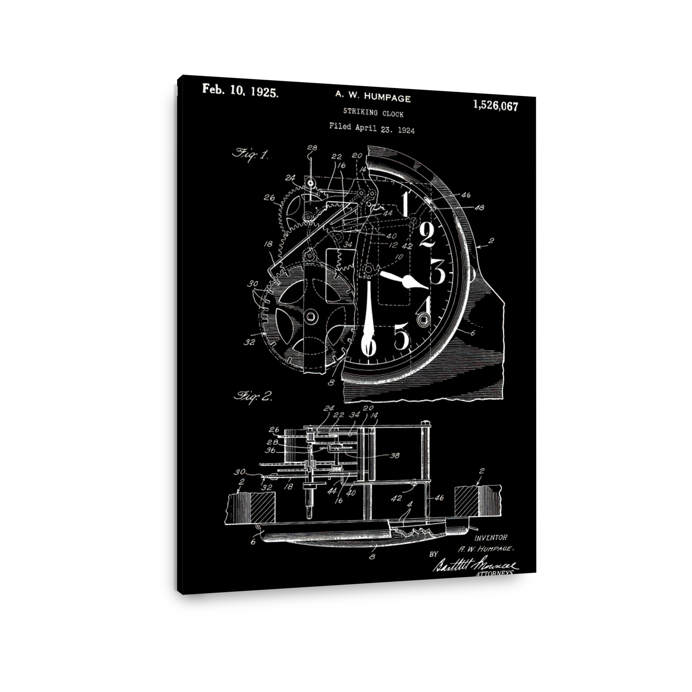 Striking Clock Patent Blueprint