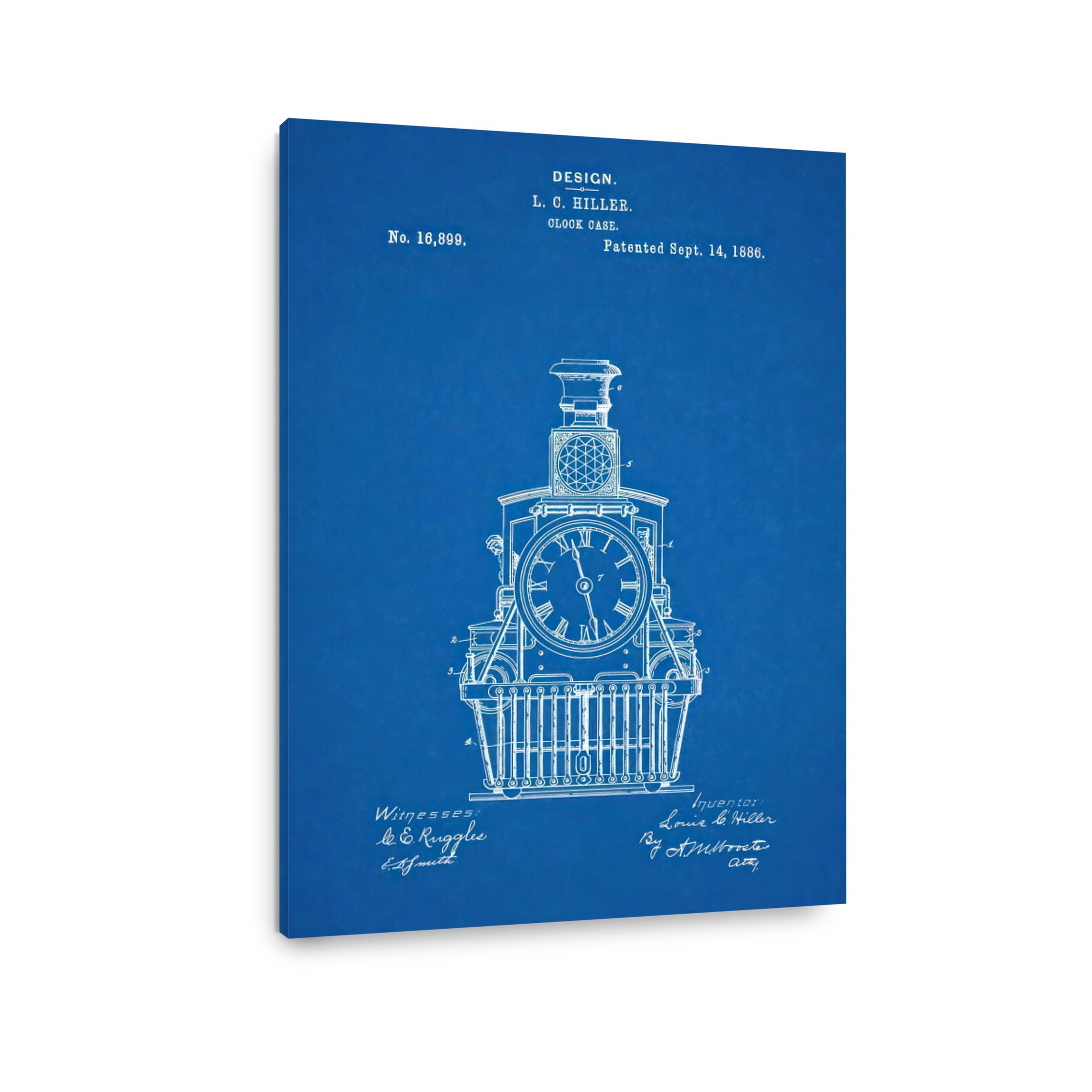 Vintage Train Clock Blueprint Design