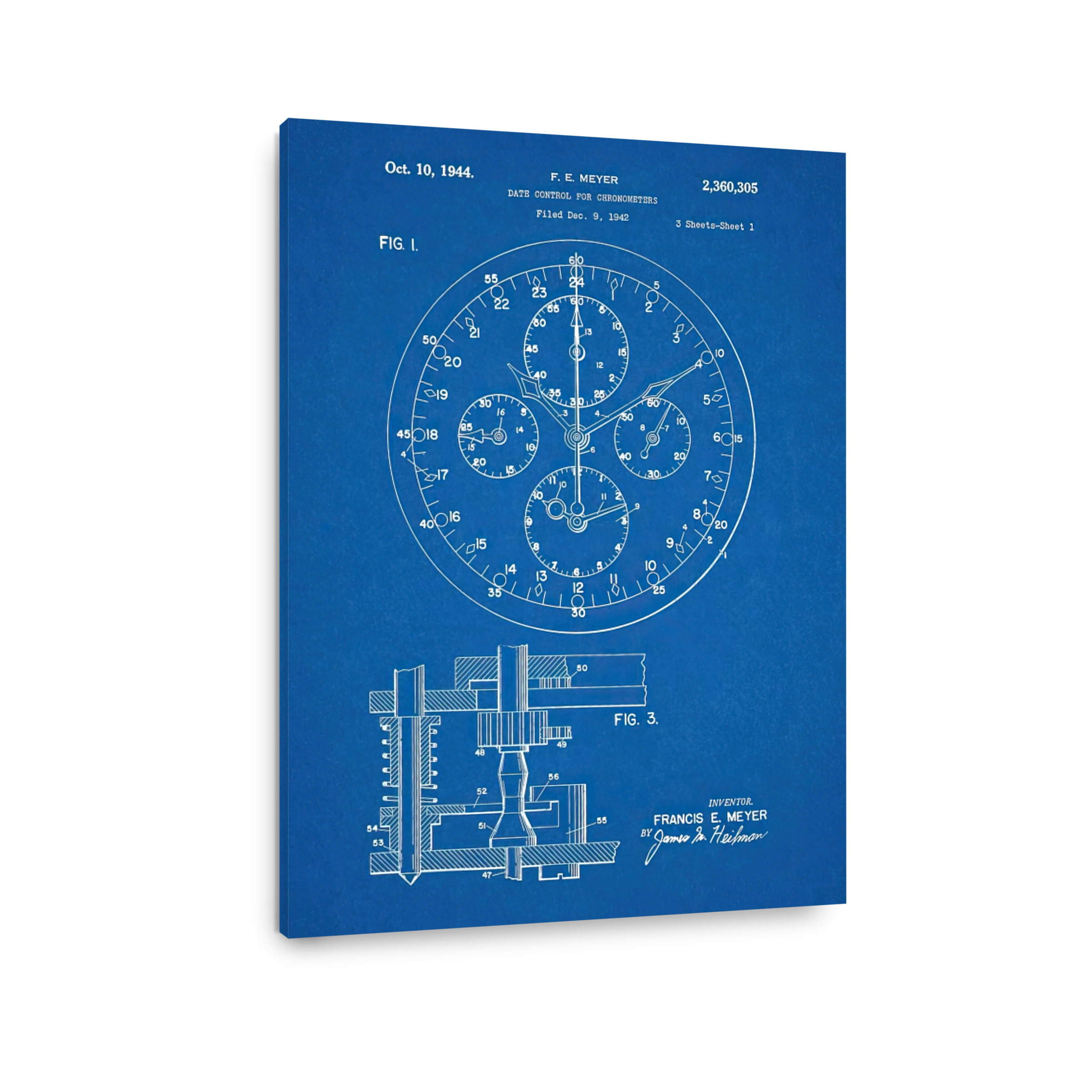 Vintage Watch Blueprint Art