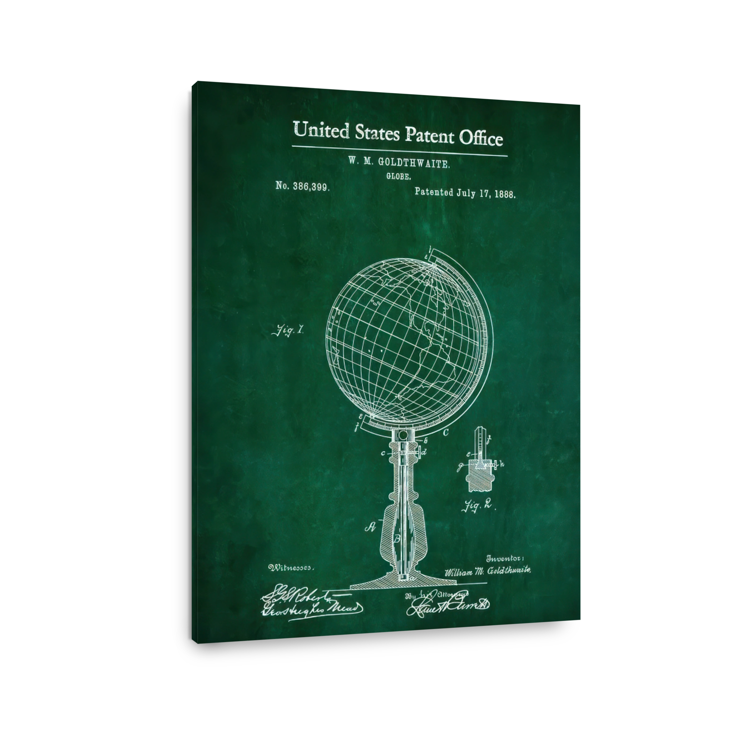 William Goldthwaite Globe Patent Blueprint