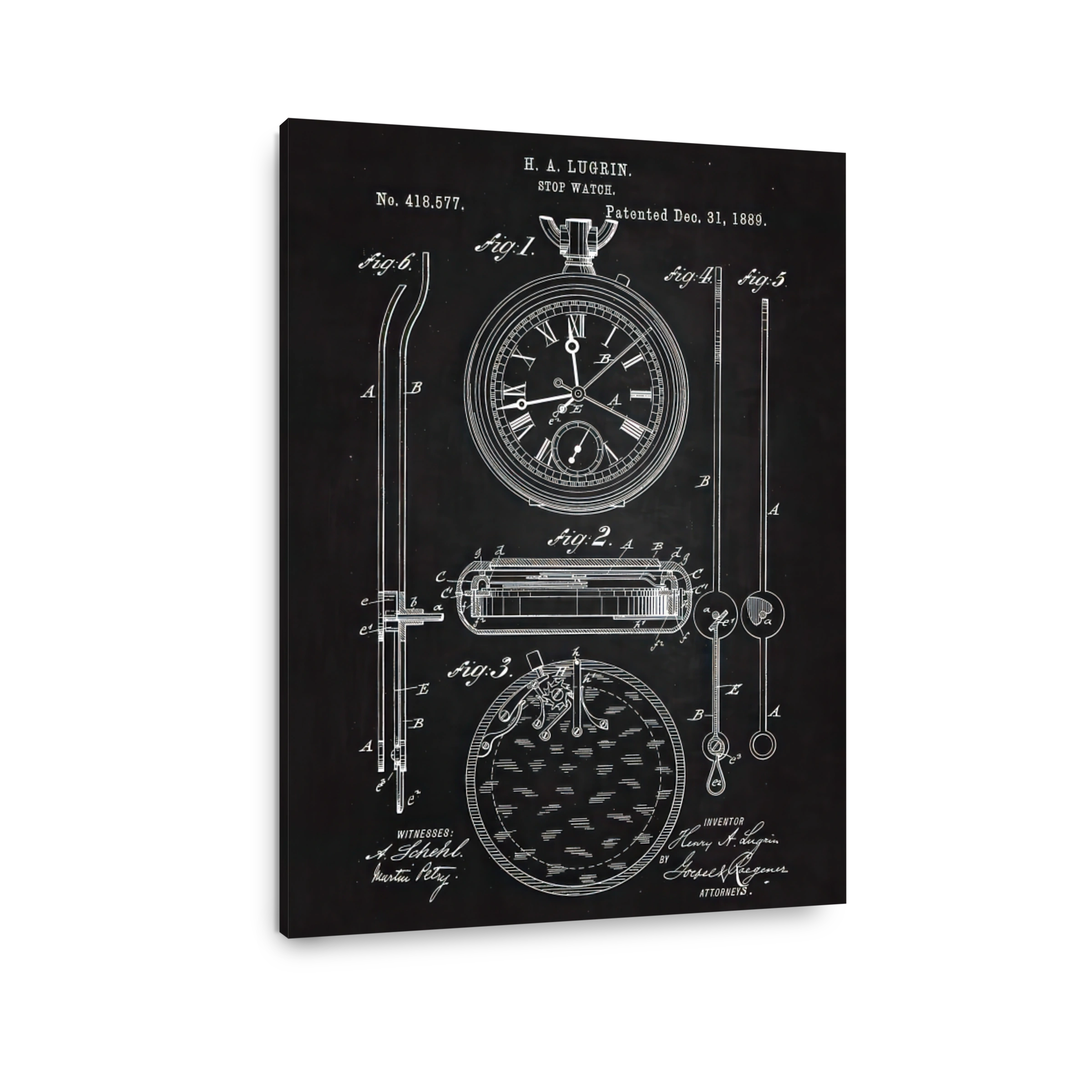 Vintage Stop Watch Patent Blueprint