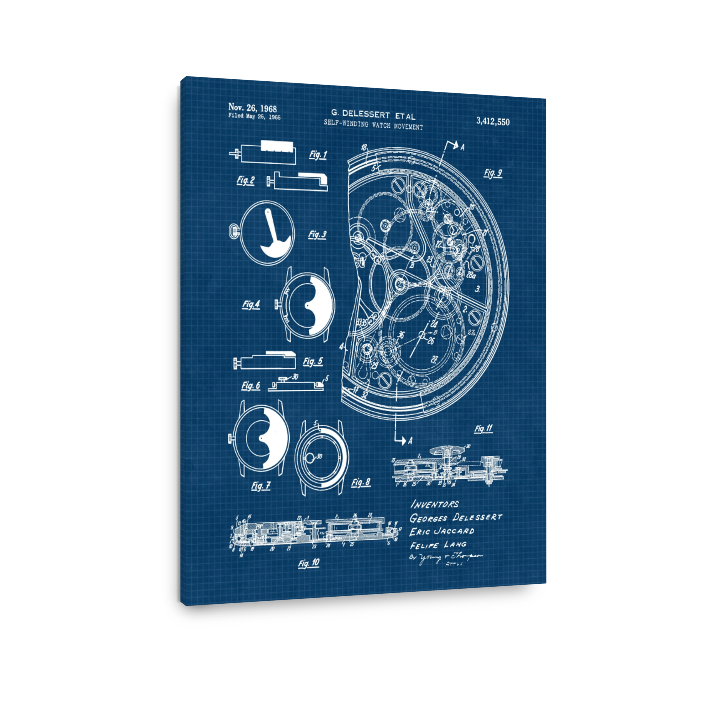 Technical Watch Movement Blueprint Art