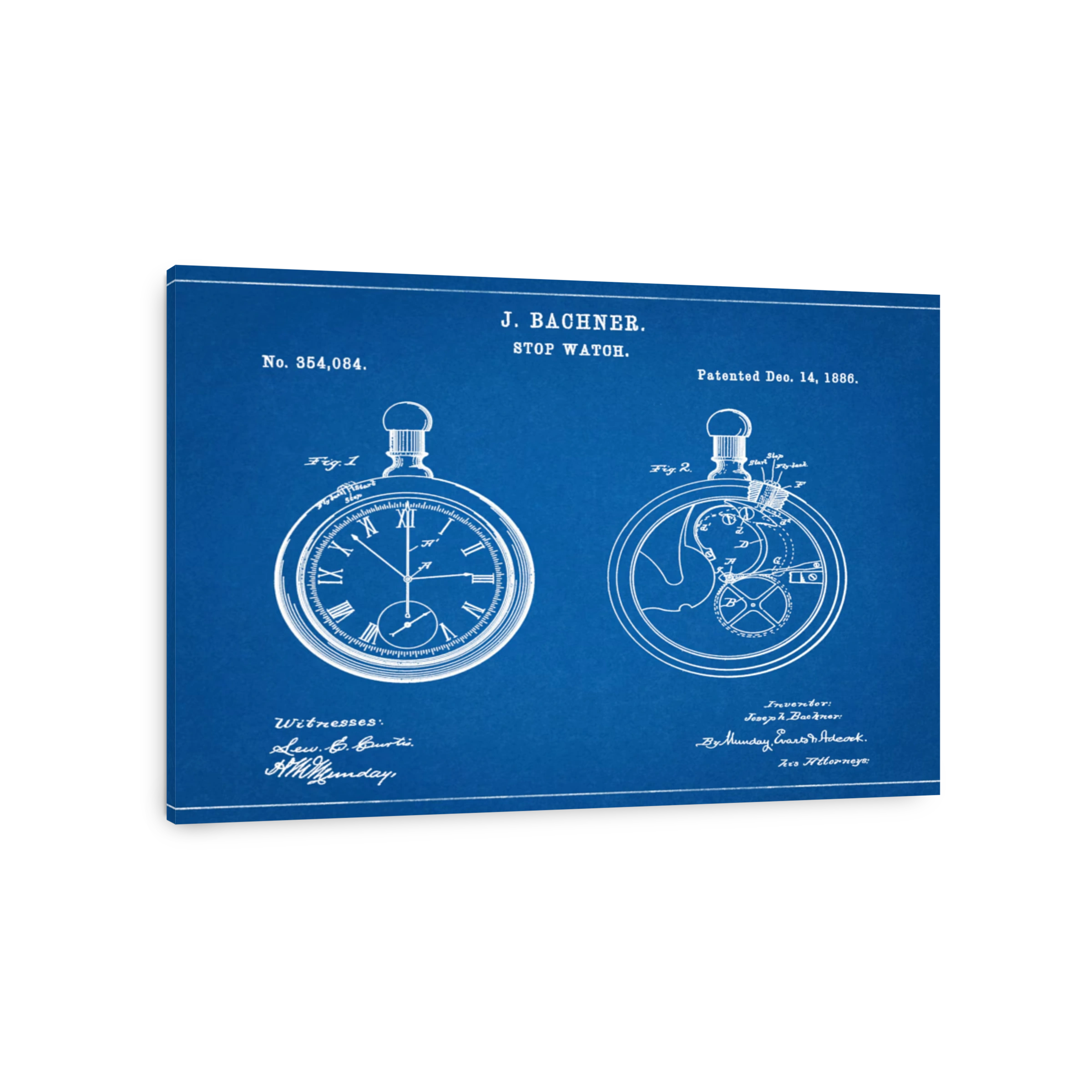 Vintage Stop Watch Patent Drawing