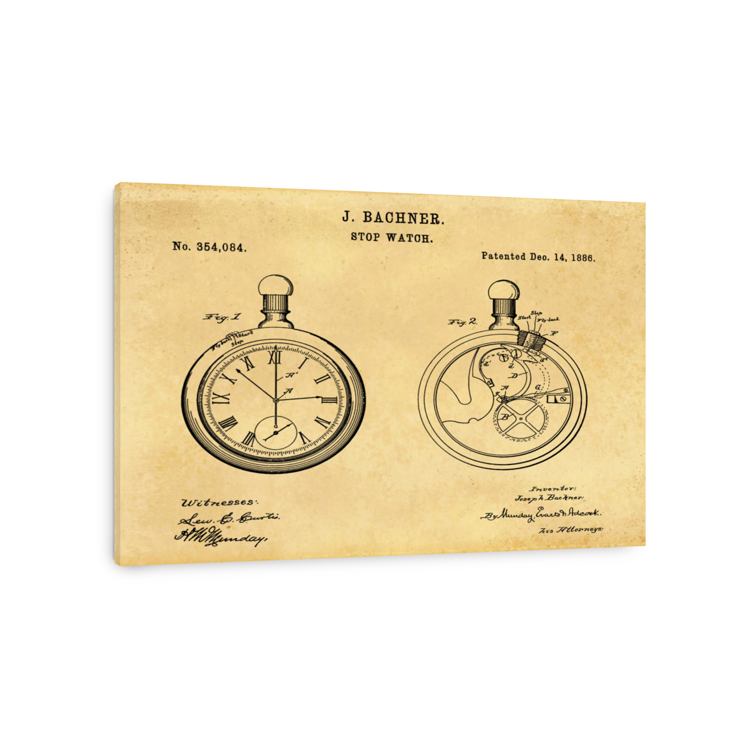 Stopwatch Patent Blueprint Art