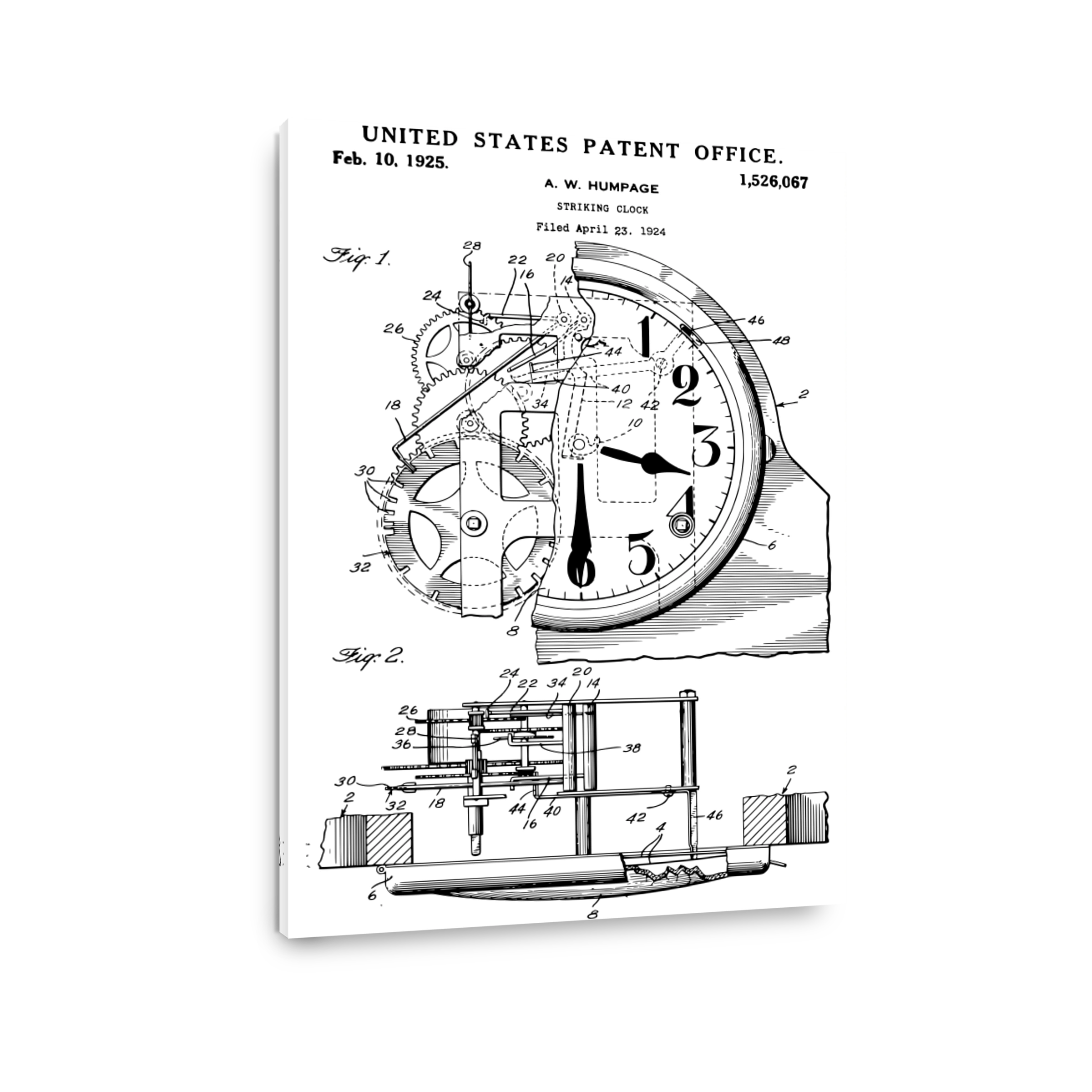 Striking Clock Patent Drawing