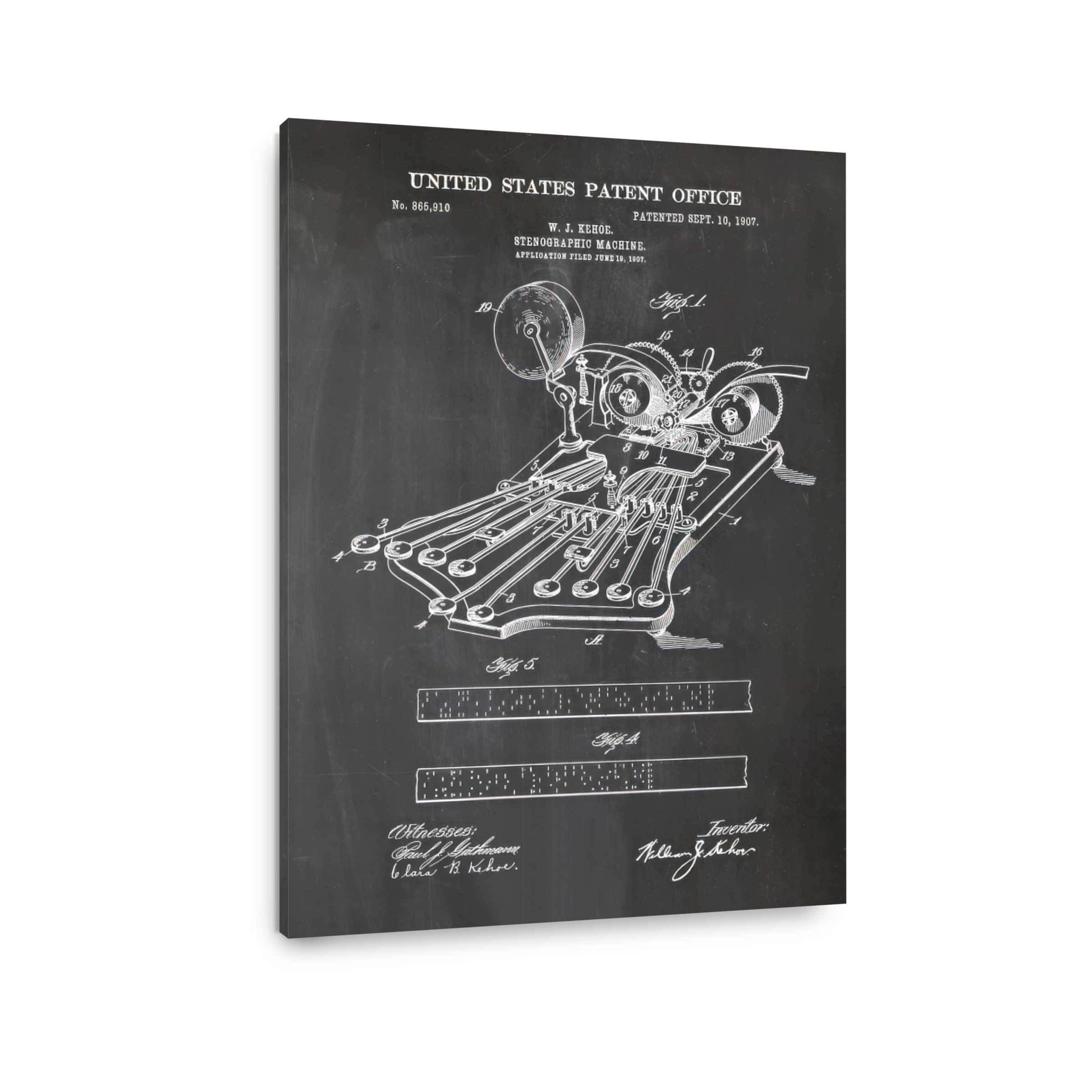 Vintage Stenographic Machine Patent Blueprint