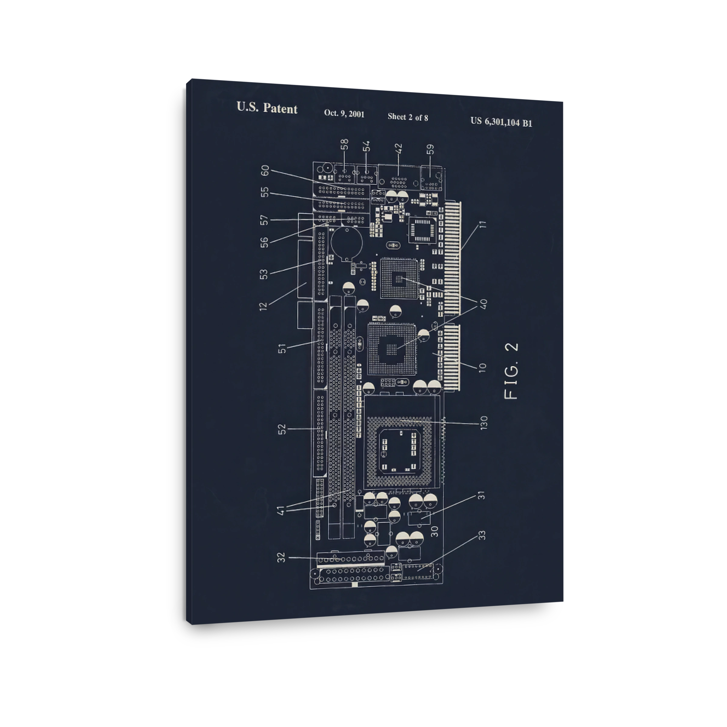Computer Motherboard Blueprint Art