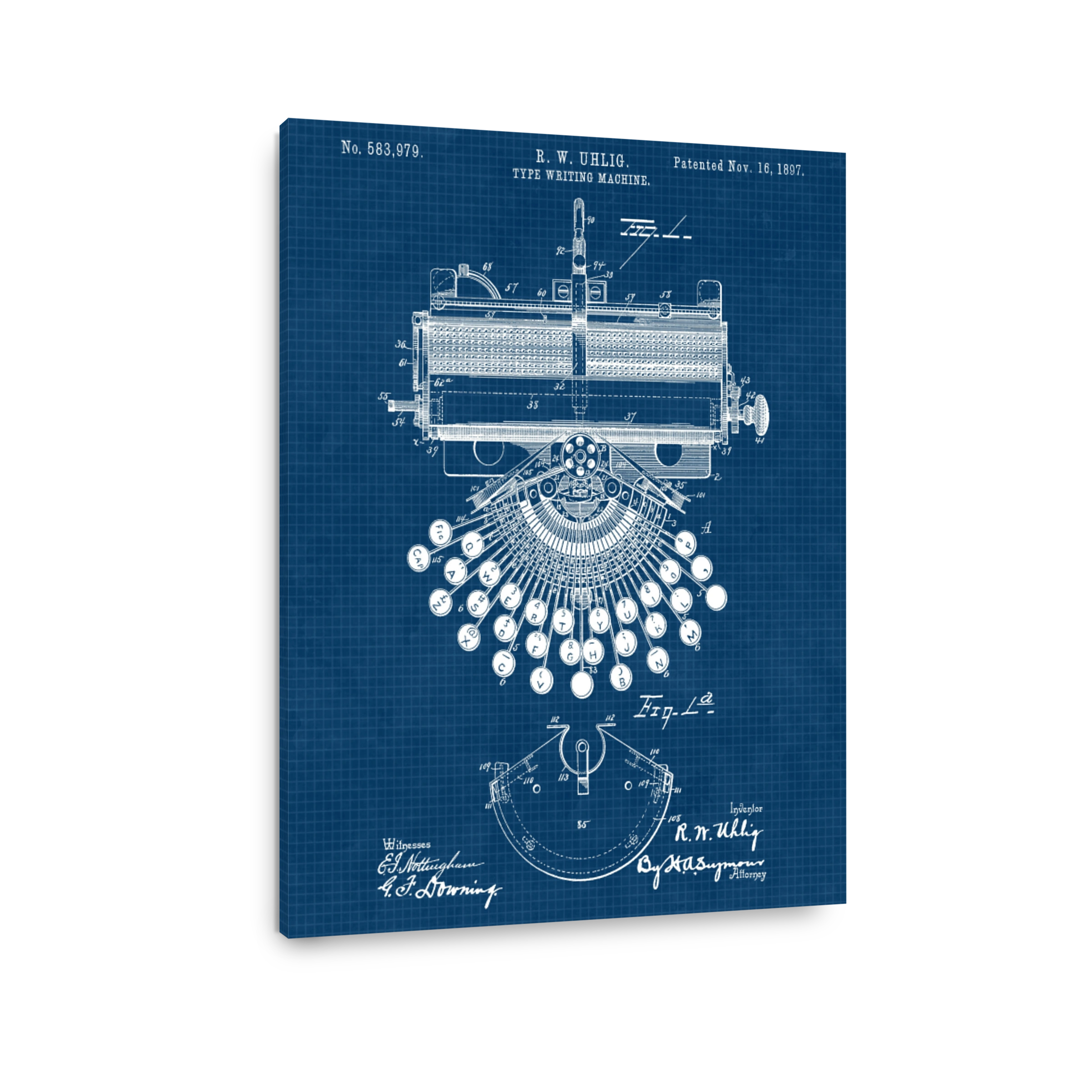 Vintage Typewriter Blueprint