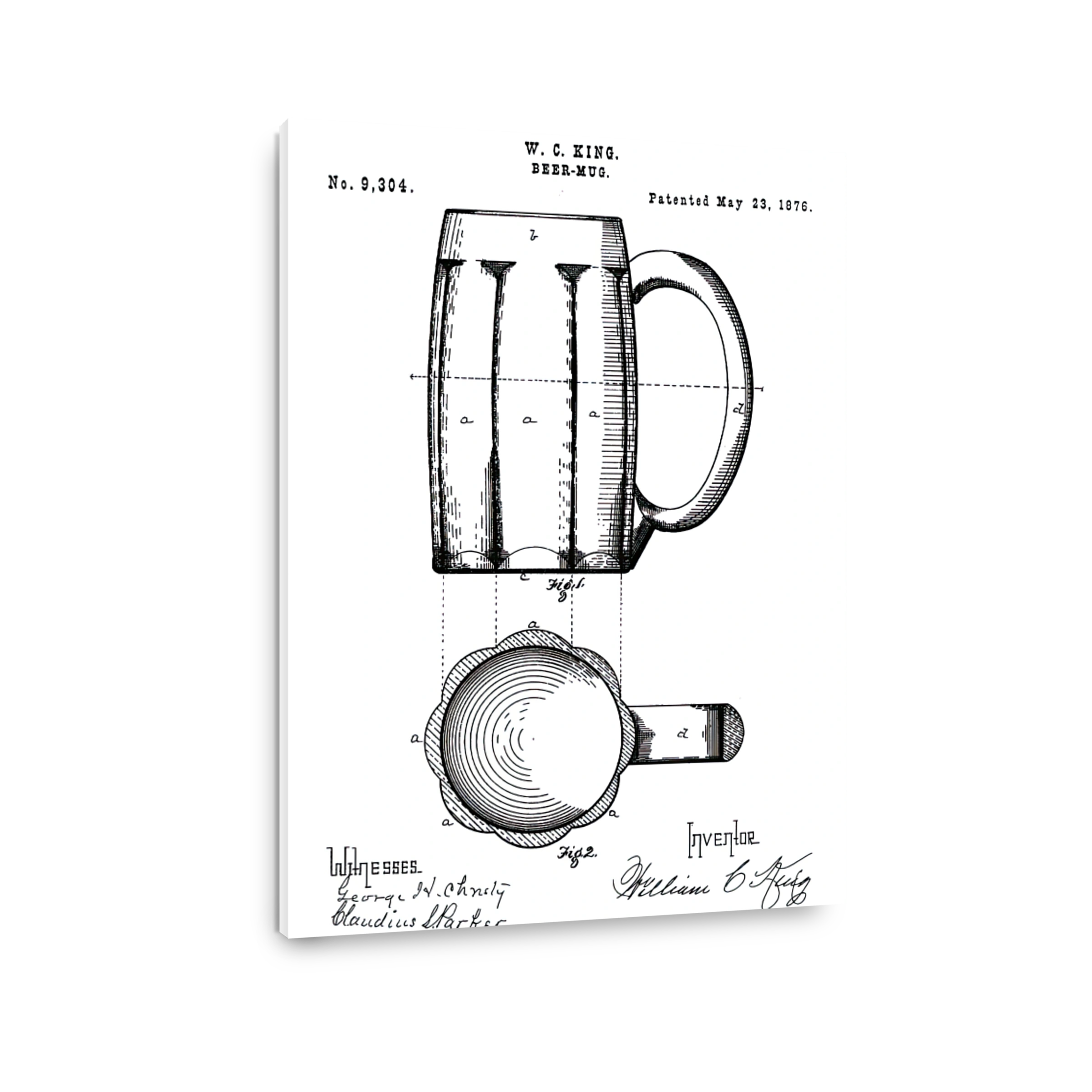 Vintage Beer Mug Patent Blueprint