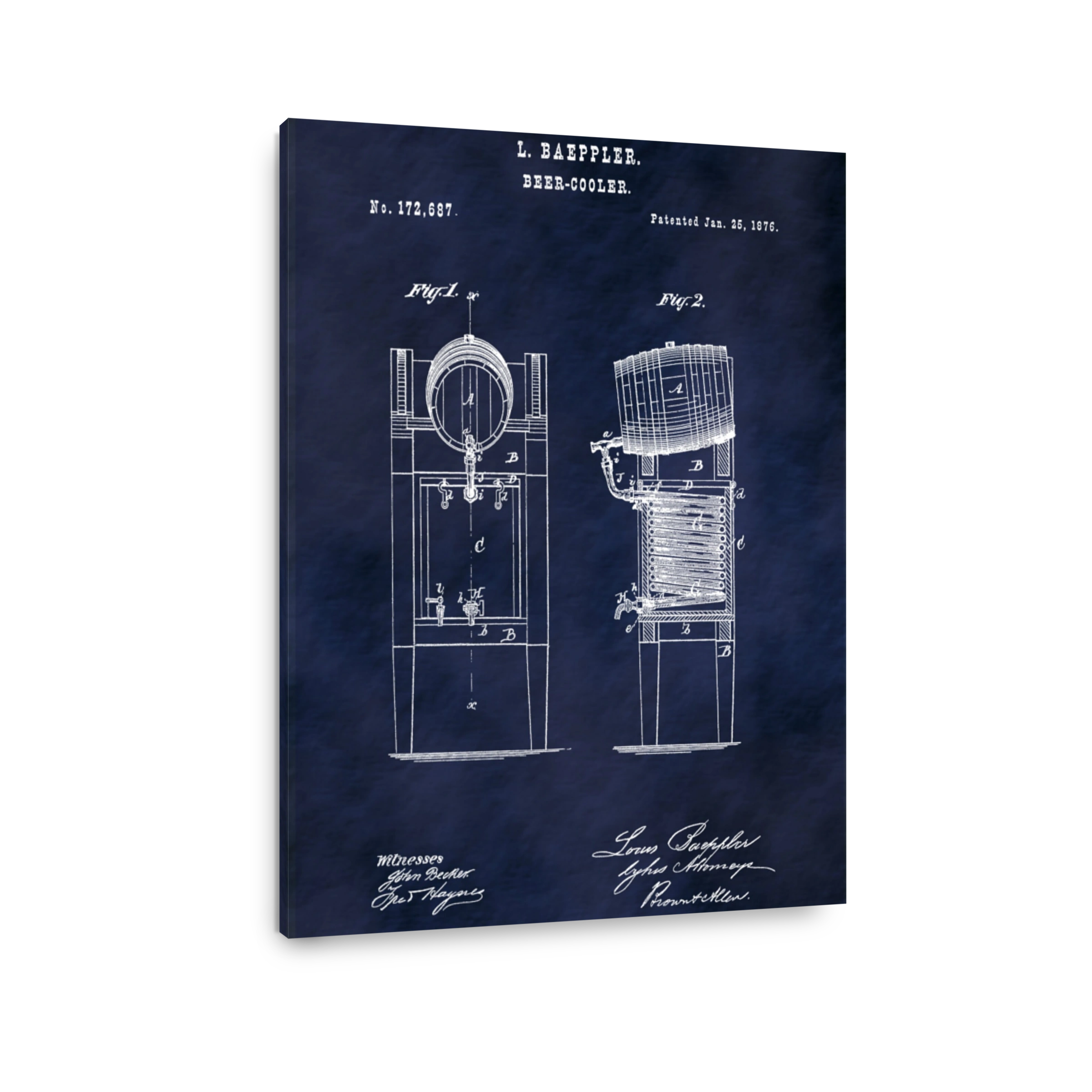 Vintage Beer Cooler Patent Blueprint