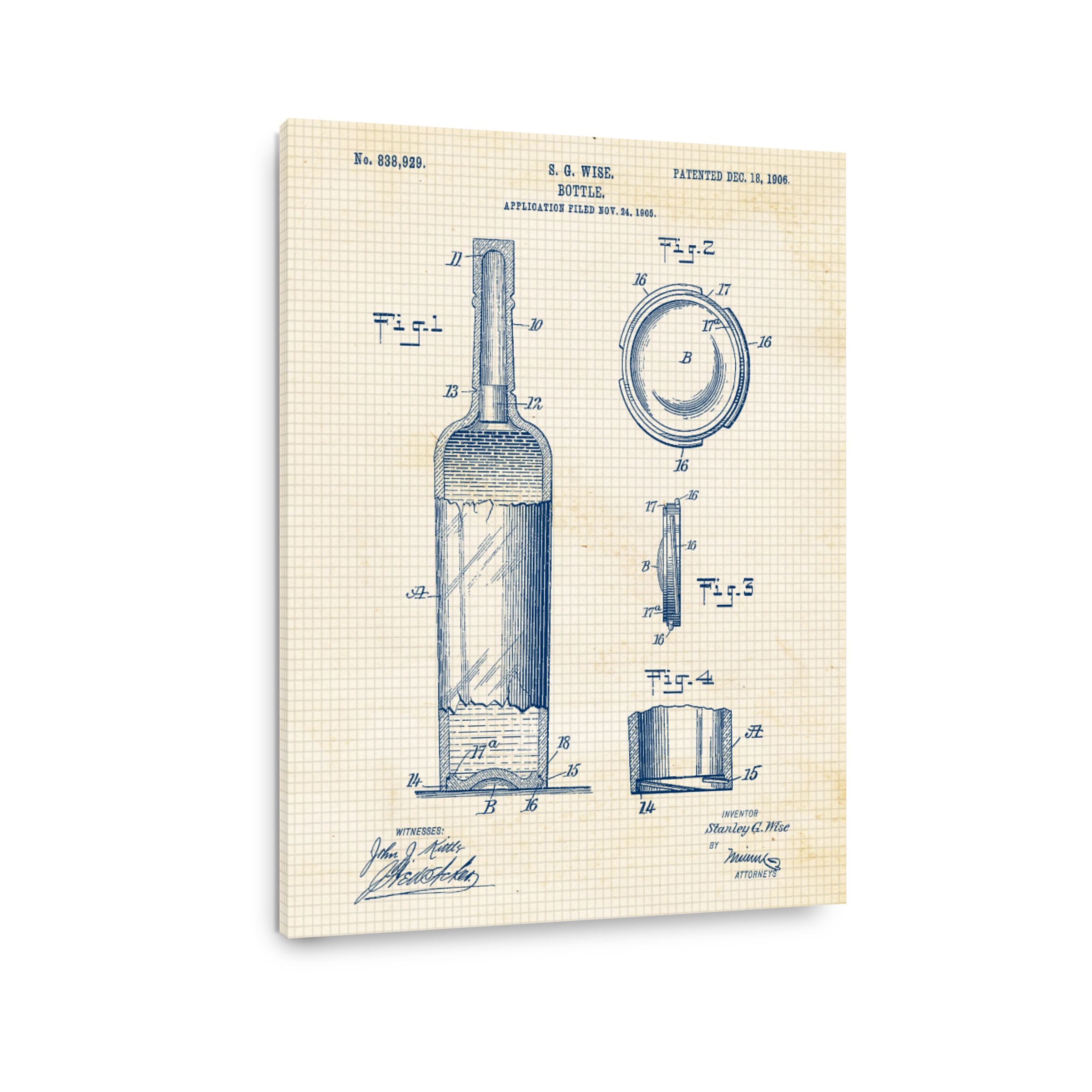 Vintage Bottle Patent Drawing