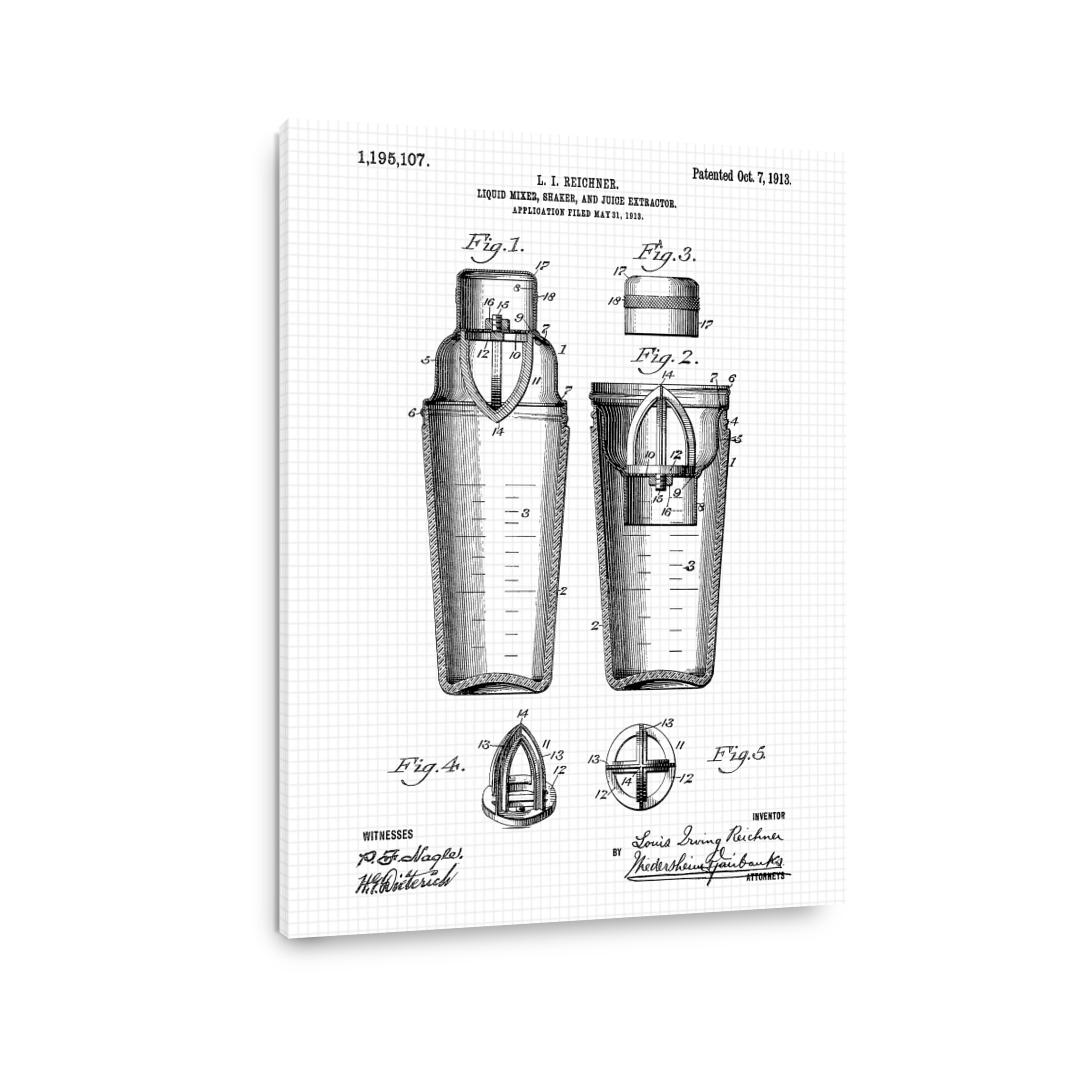 Vintage Cocktail Shaker Blueprint