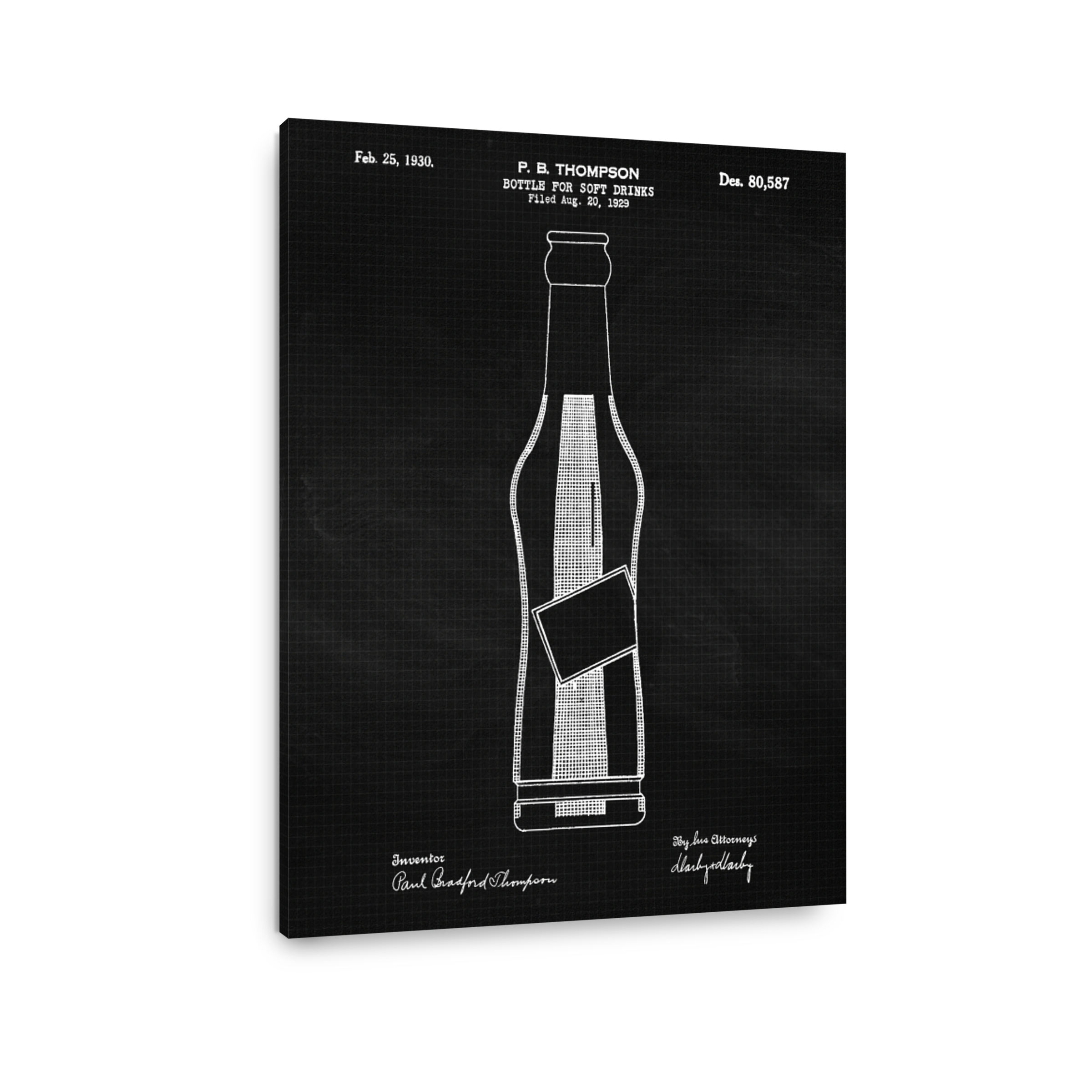 Soft Drink Bottle Blueprint Patent Art