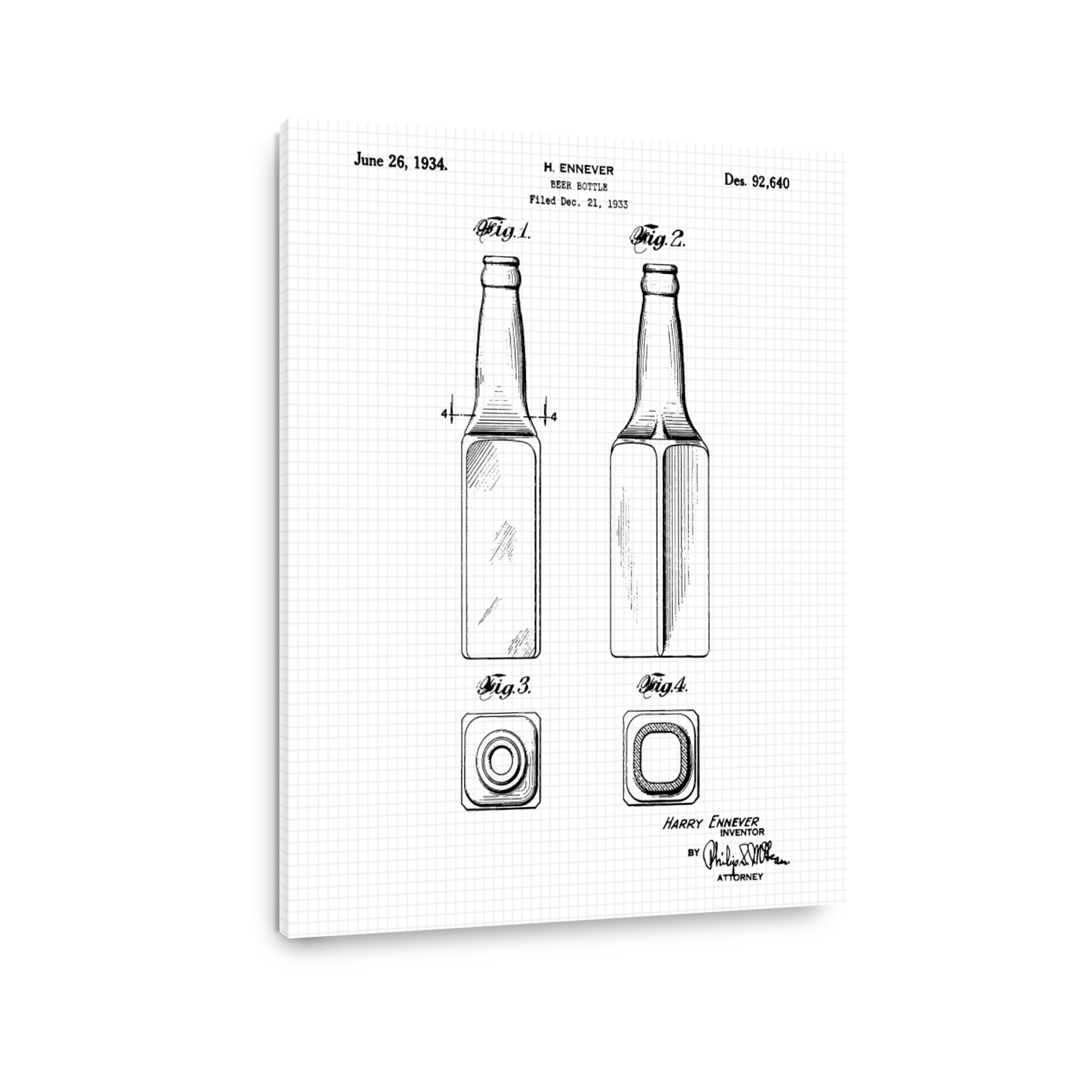 Vintage Beer Bottle Patent Art
