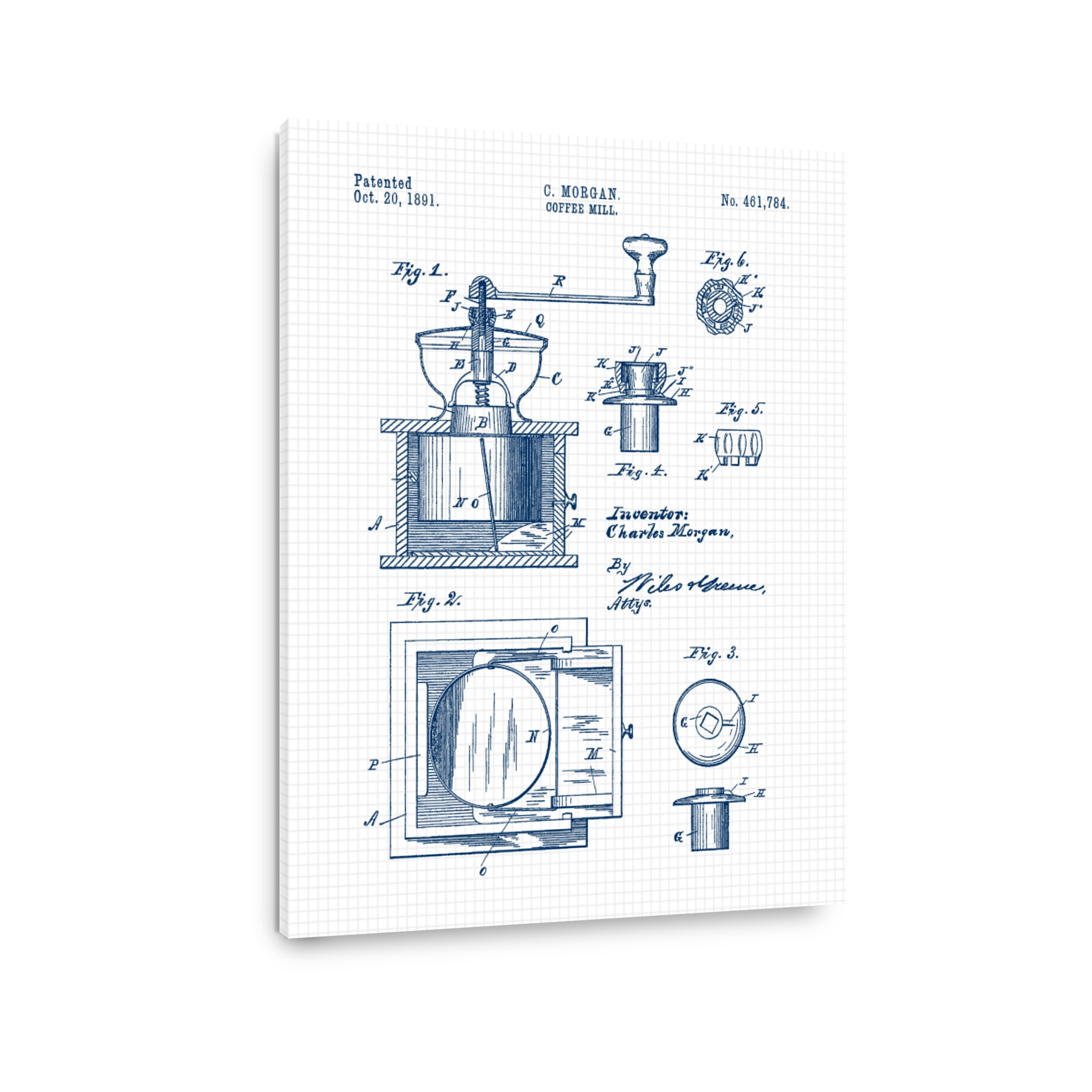 C. Morgan Coffee Mill Patent Blueprint