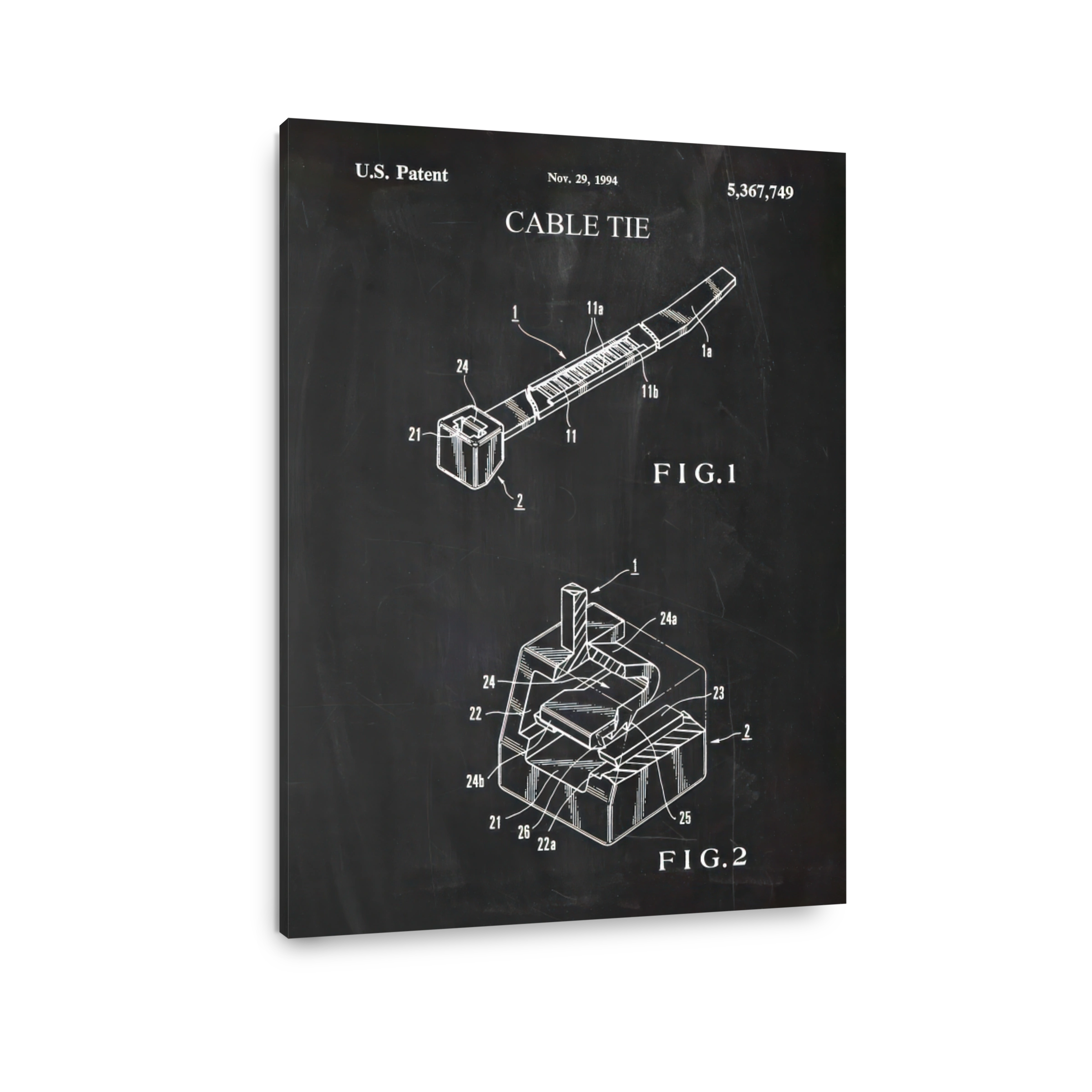Cable Tie Patent Blueprint Art