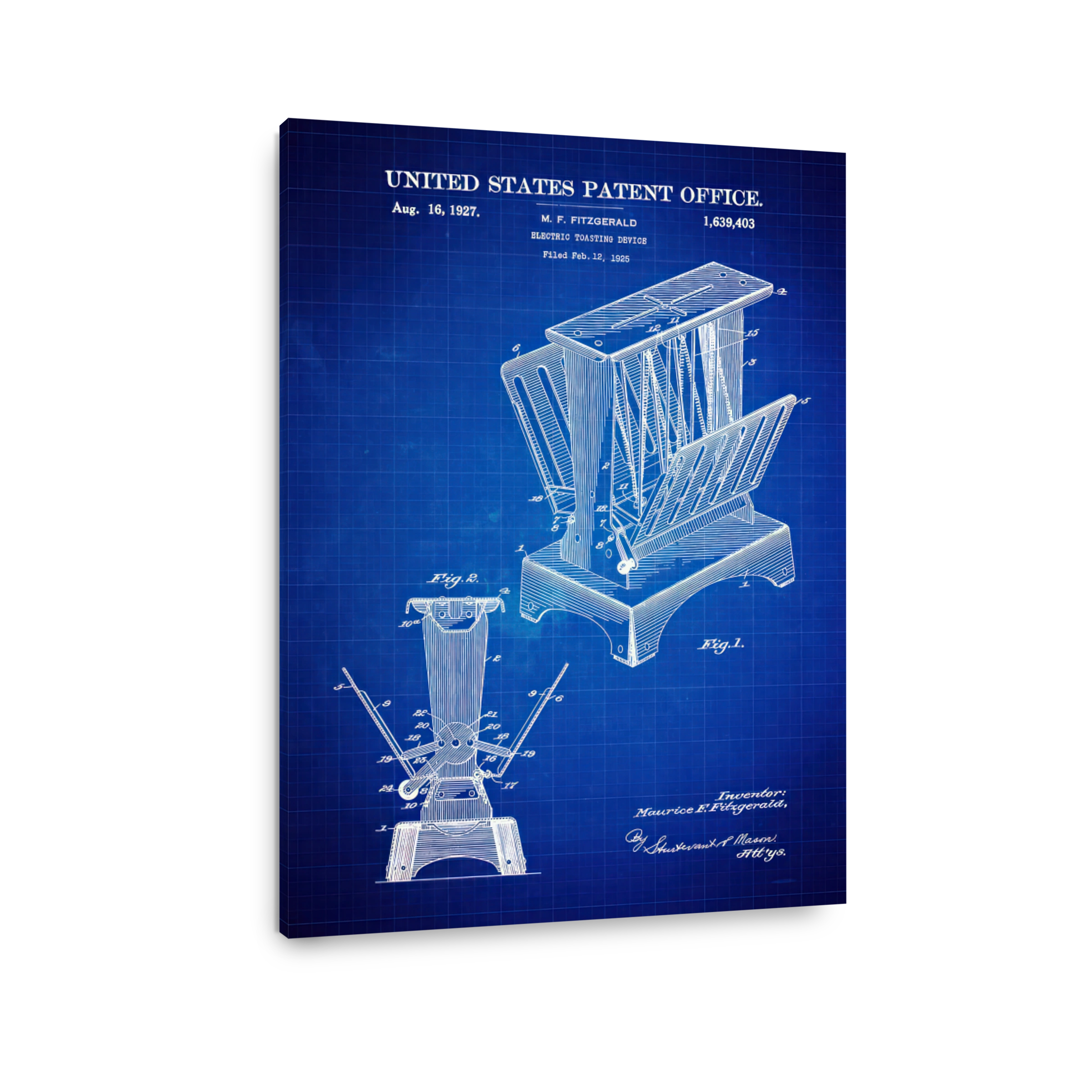 Vintage Electric Toaster Patent Blueprint