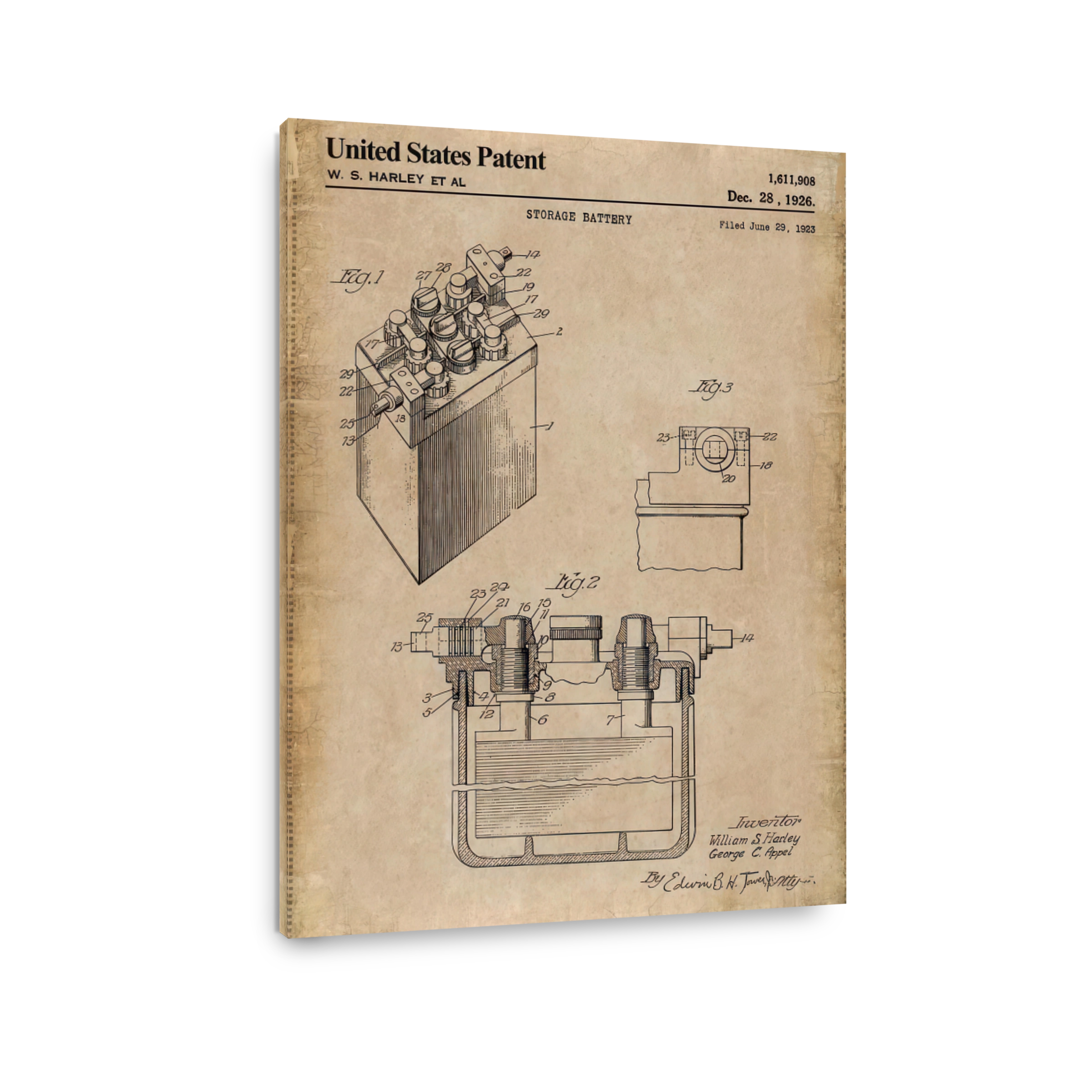 Vintage Storage Battery Patent Art